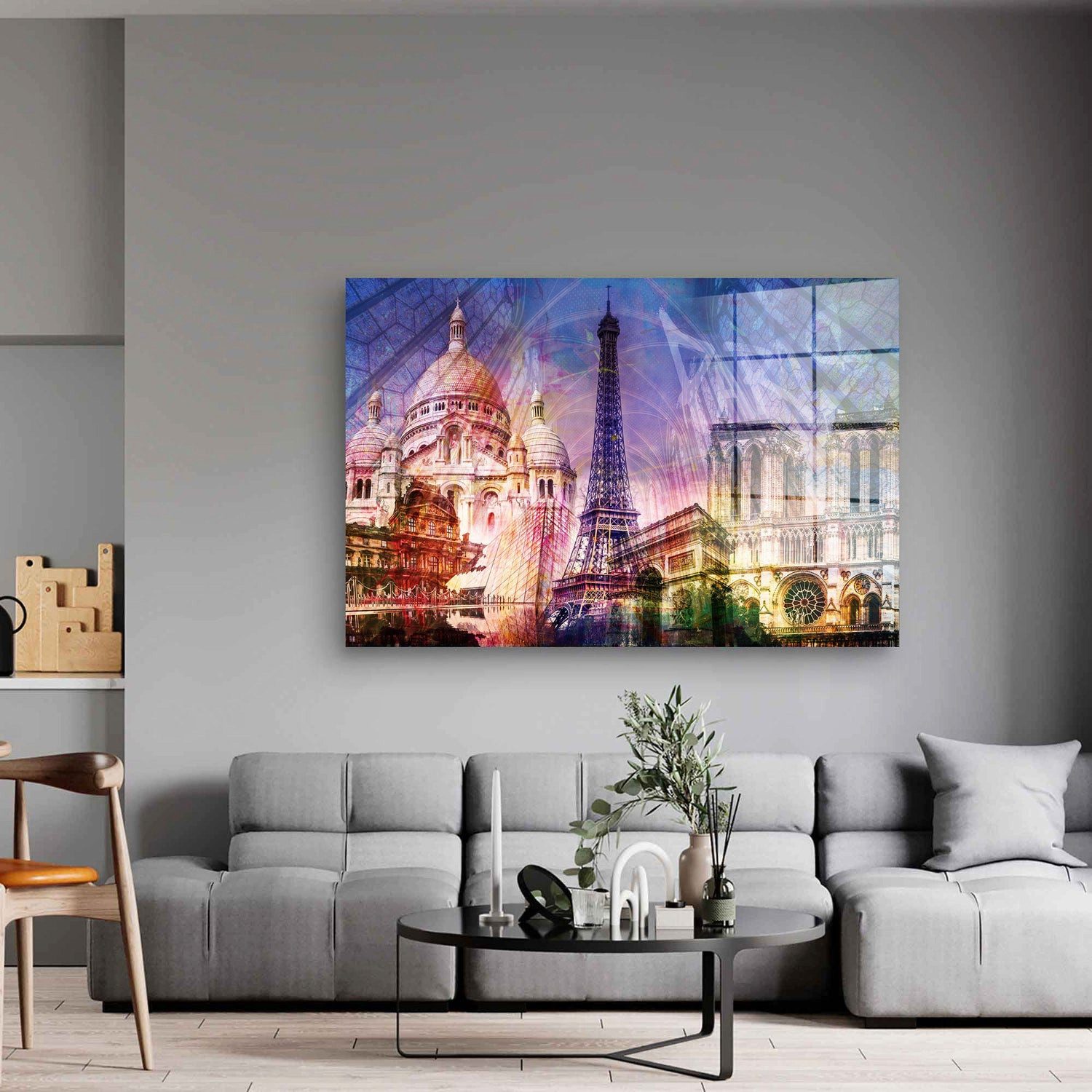Artedinoi Acrylglasbild Paris Pop Art Wahrzeichen Acrylglas Wandbild Bild Wanddeko XL