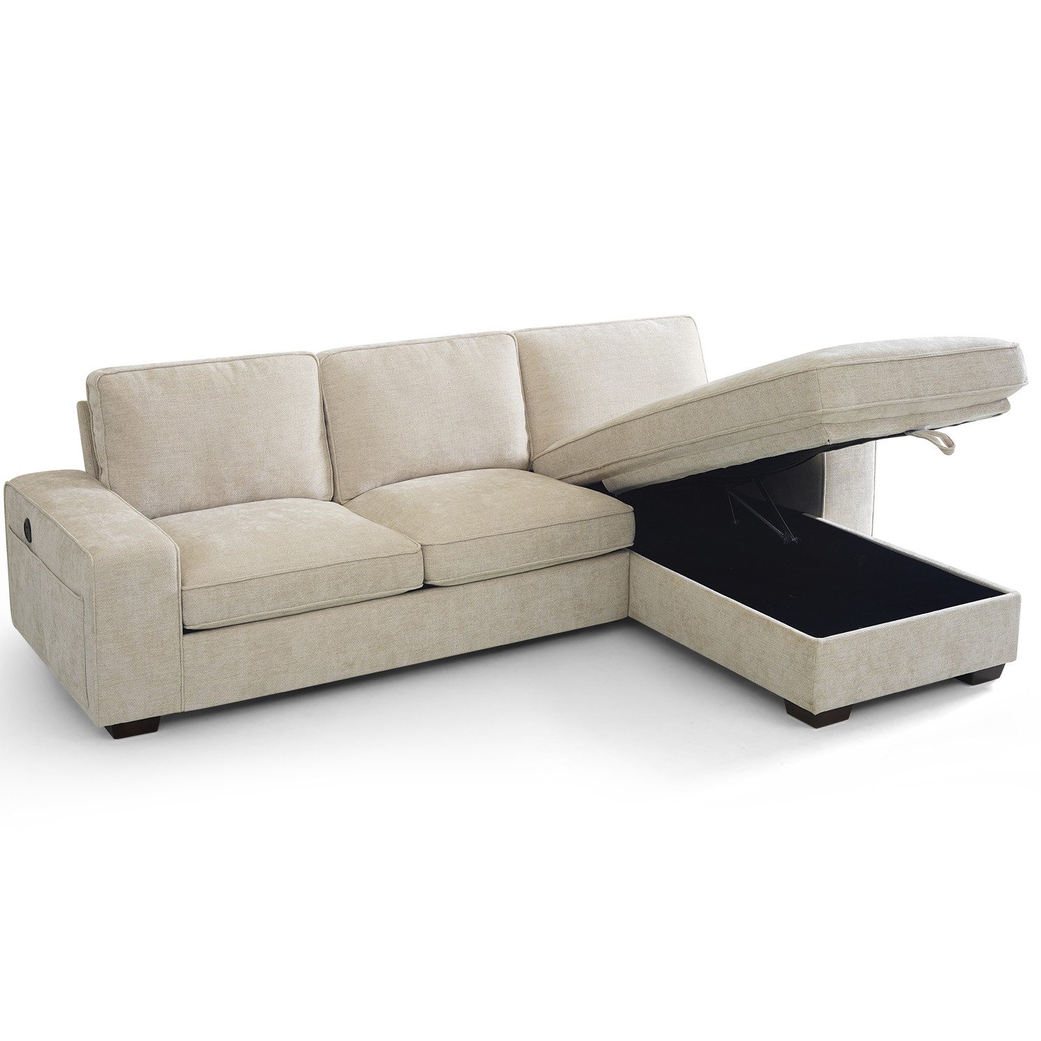 MEROUS Ecksofa 99" L-Design mit Stauraum & abnehmbaren Chenille-Kissen, Beige