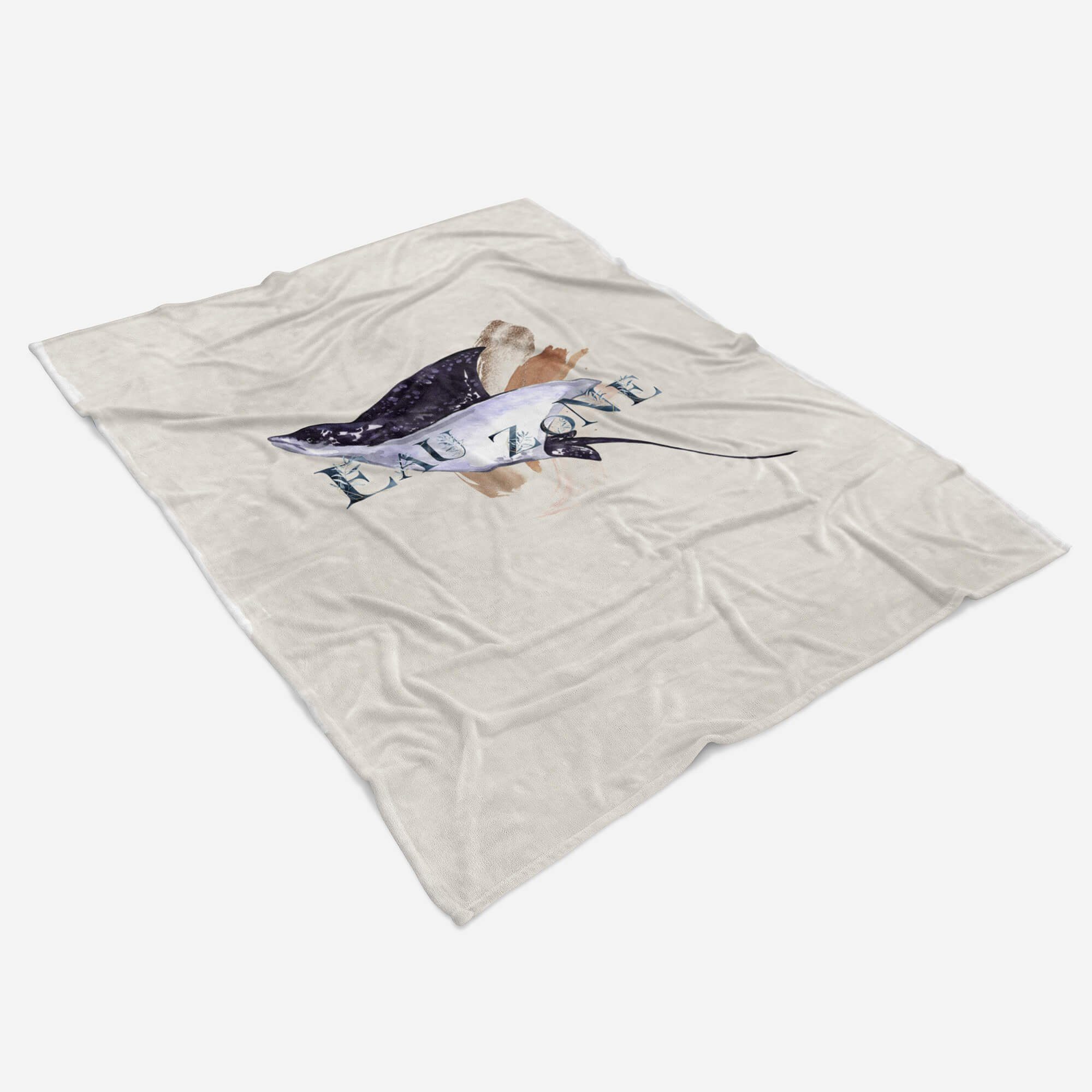 Kuscheldecke Ozean Unterwasser Sinus Baumwolle-Polyester-Mix Rochen Handtuch Handtuch (1-St), Mot, Handtücher Saunatuch Strandhandtuch Kunstvoll Art