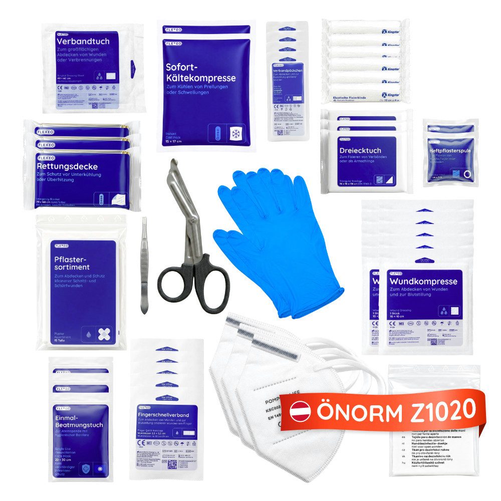 FLEXEO Erste-Hilfe-Set ÖNORM Z1020 (2025), (Nachfüllset, 52 St), praktisches Nachfüllset