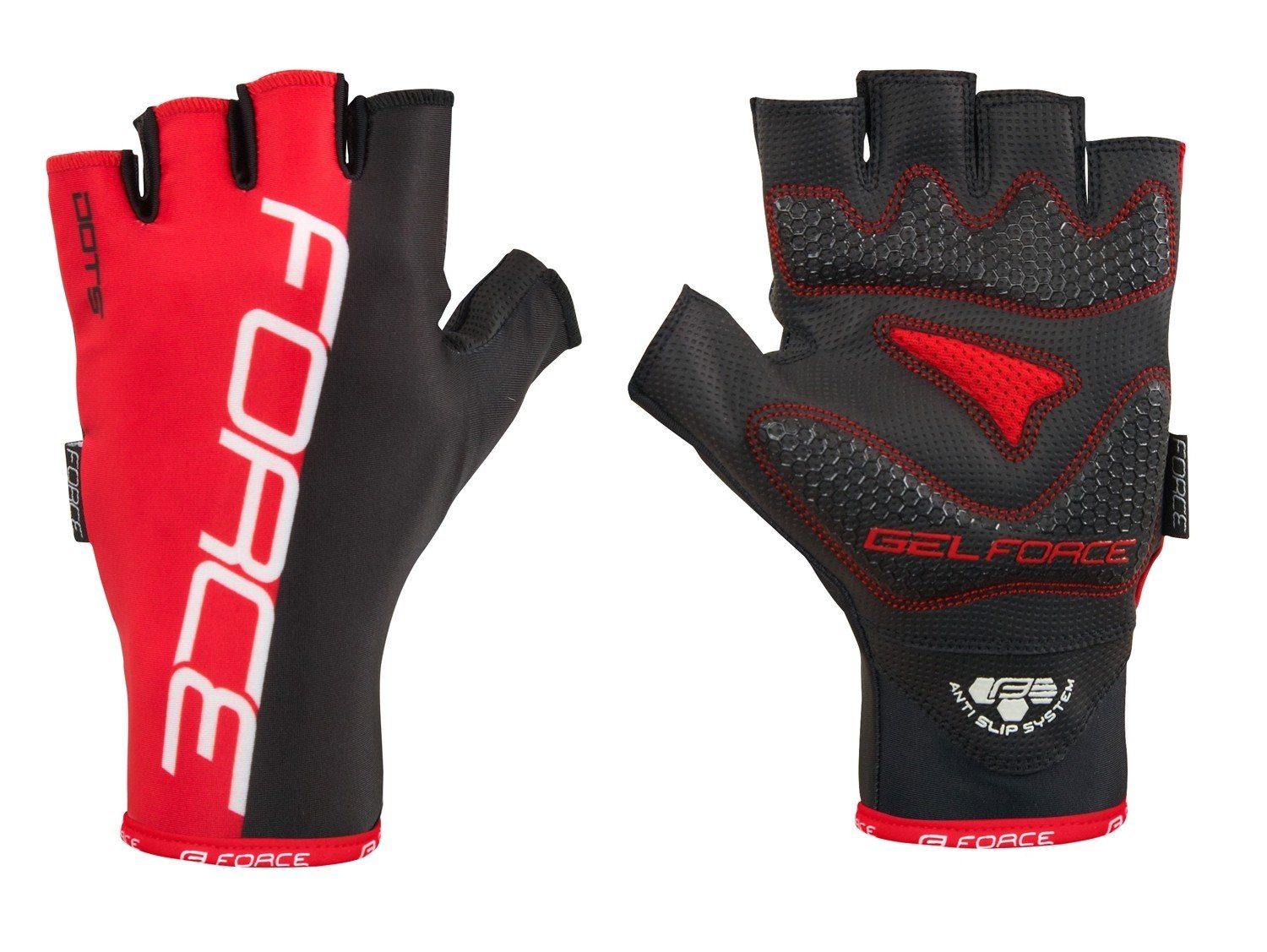 FORCE DOTS Handschuhe FORCE rot/schwarz Fahrradhandschuhe