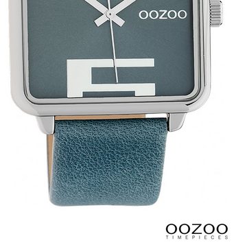 OOZOO Quarzuhr Oozoo Damen Armbanduhr Timepieces Analog, Damenuhr rechteckig, extra groß (ca. 35x35mm) Lederarmband, Fashion