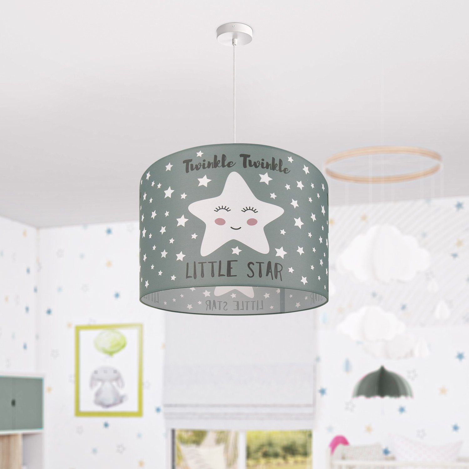 Leuchtmittel, Aleyna 105, Kinderzimmer Deckenlampe Kinderlampe Sternen ohne Pendelleuchte Motiv E27 Home LED Paco