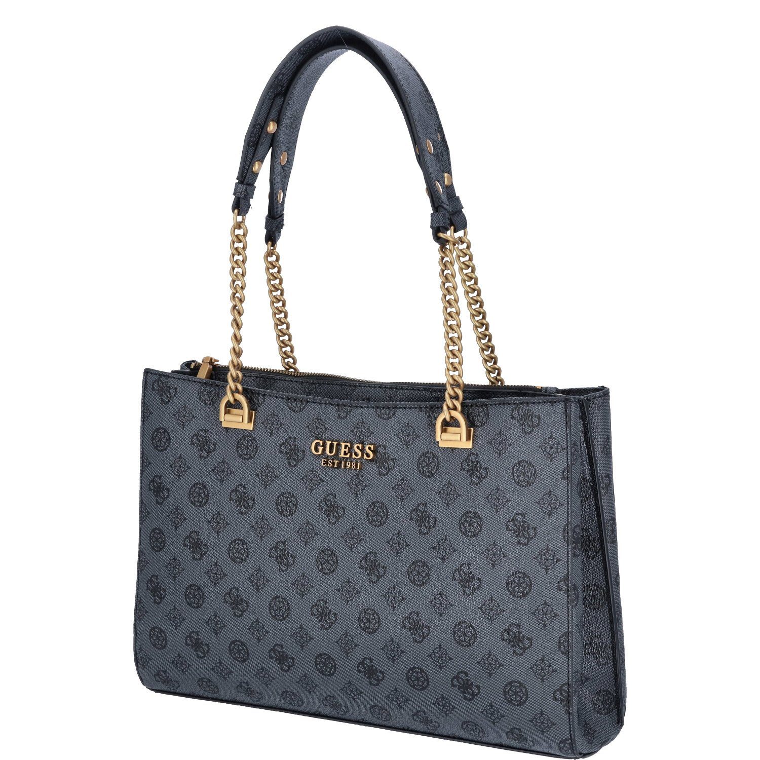 Umhängetasche GUESS Damen Handtasche Fynna Charcoal Logo