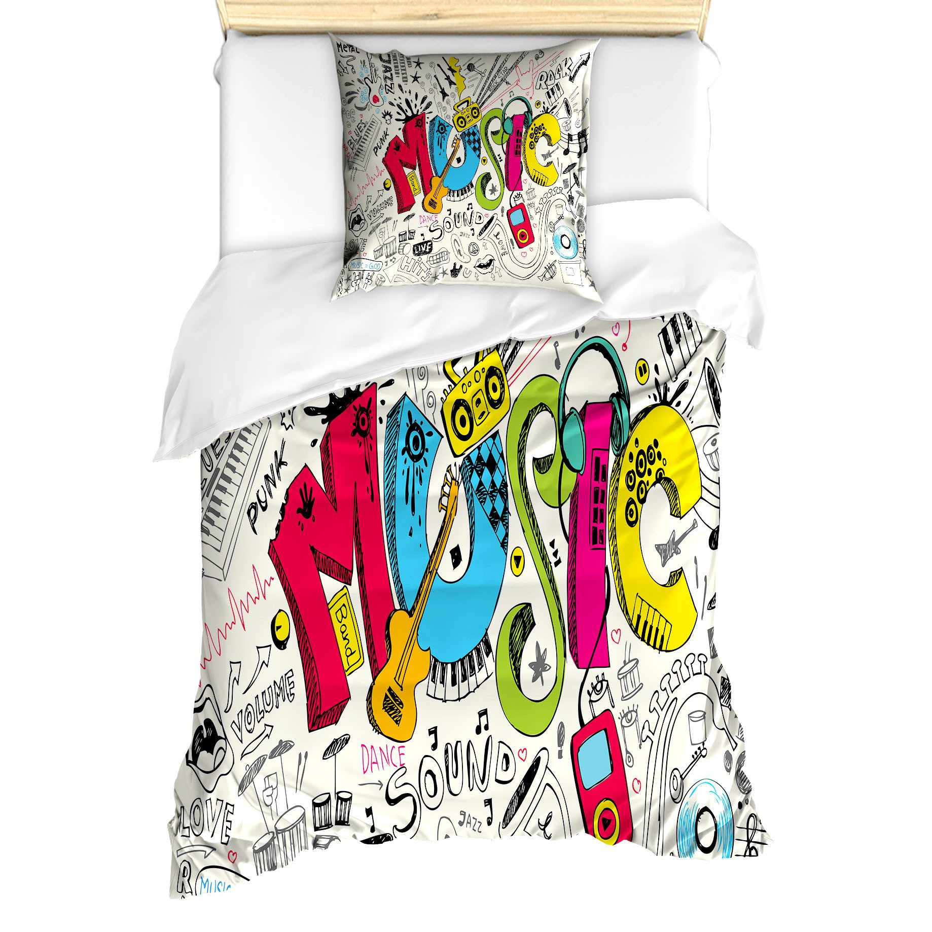 Abakuhaus Постельное белье Milbensicher Всеrgiker geeignet mit Kissenbezug, Microfaser, Musik Pop-Art-Gekritzel-Art-Kunst