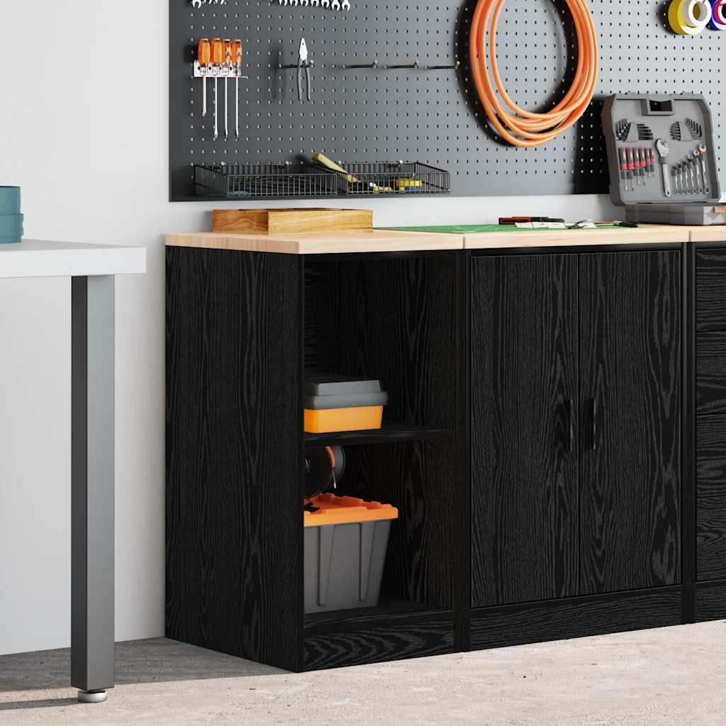 vidaXL Werkzeugschrank Garagen-Aufbewahrungsschrank Schwarz Massivholz Kiefer (1-St)