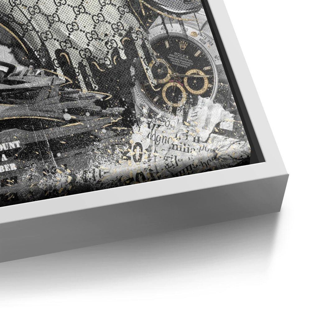 DOTCOMCANVAS® Leinwandbild, Motivation Bunny fürs Luxus Business Büro schwarzer Rahmen - Wandbild