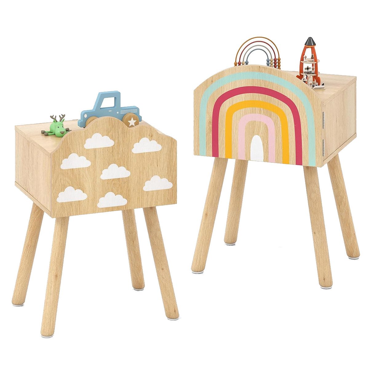 COSTWAY Nachttisch (2-St), Kinder, Nachtschrank mit kleinem Schrank & Massi günstig online kaufen