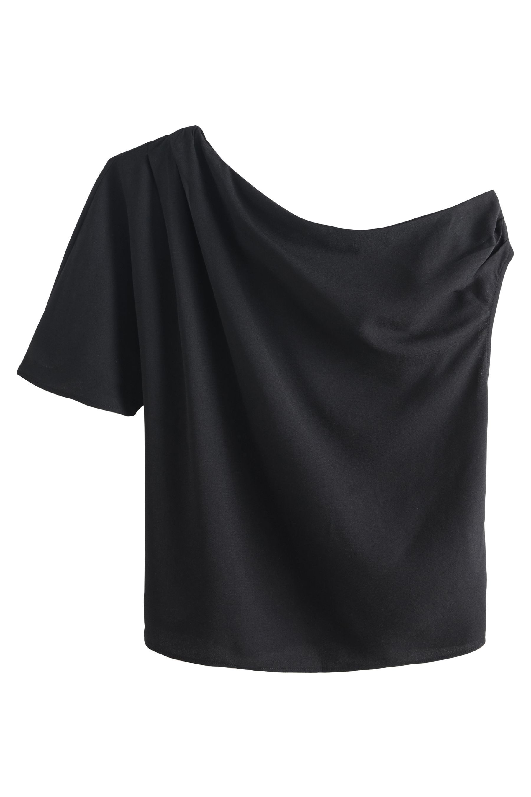 Next Shirtbluse Kurzarm-Oberteil mit asymmetrischer Drapierung (1-tlg) günstig online kaufen