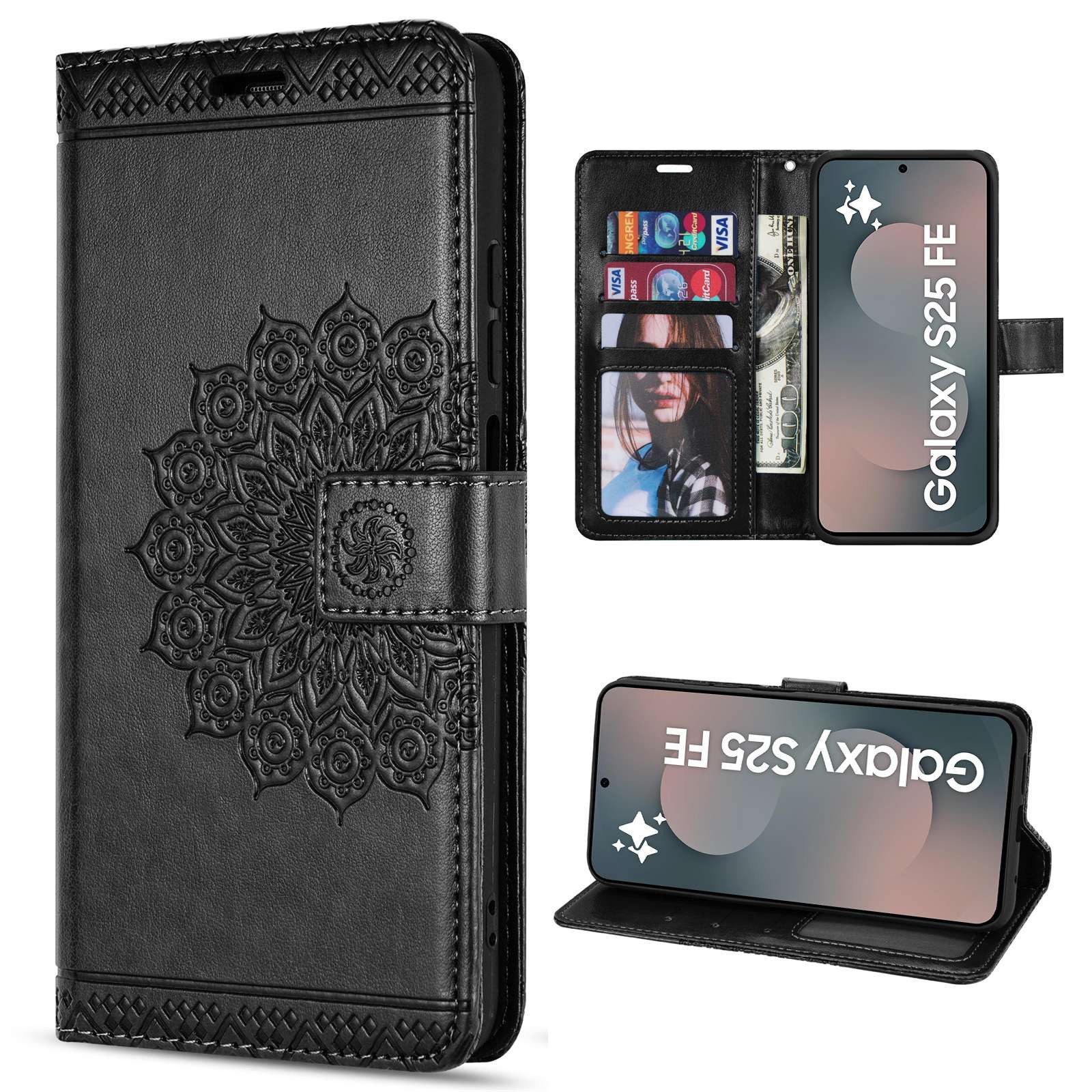 betterfon Handyhülle Handytasche für Samsung Galaxy S25 FE Schutzhülle Klapphülle, Wallet Case mit Kartenfächern, Magnetverschluss & Innenhülle