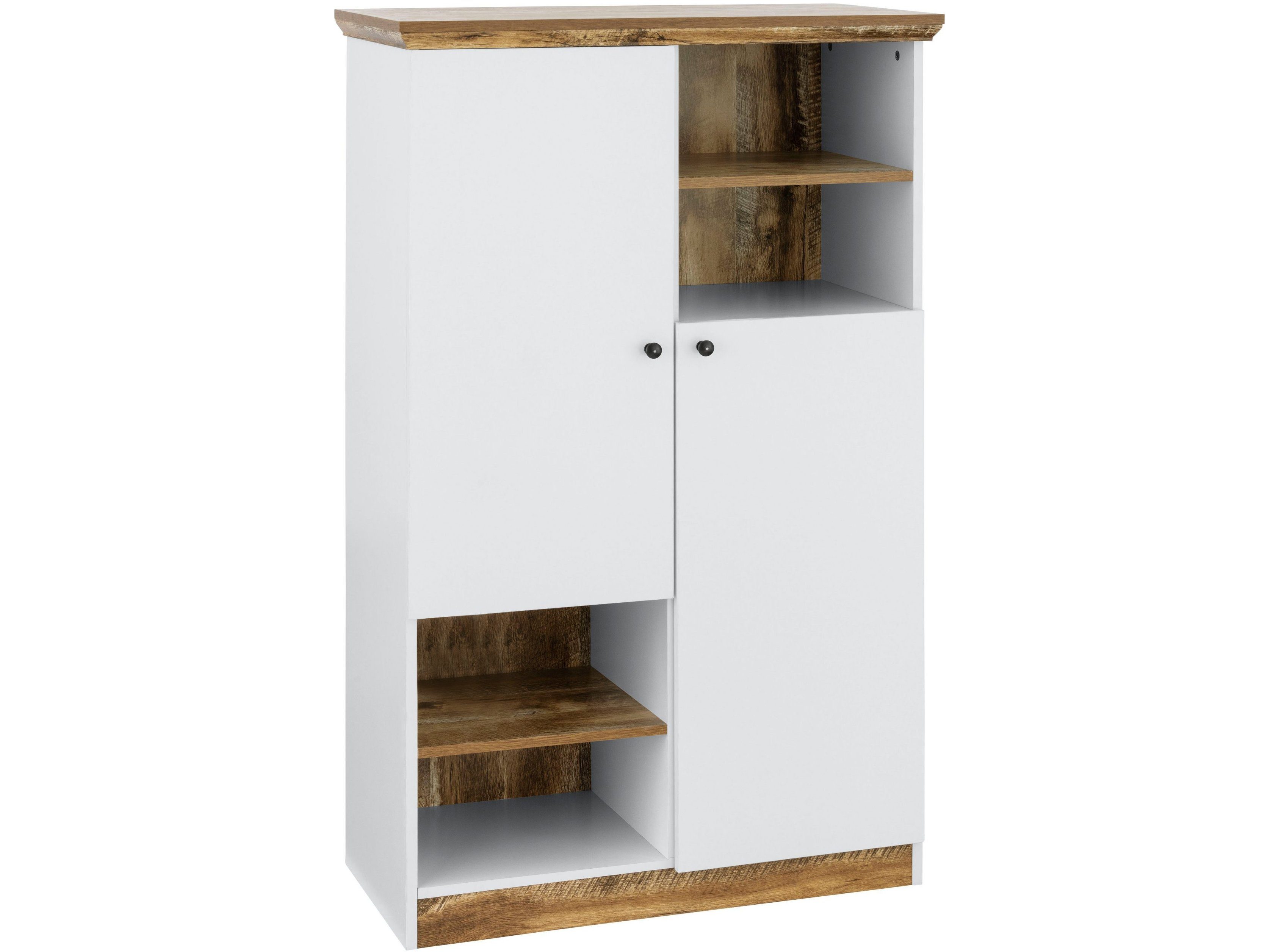 loft24 Mehrzweckschrank Casper 2 Türen, im Landhausstil, Breite 80 cm weiß/eiche