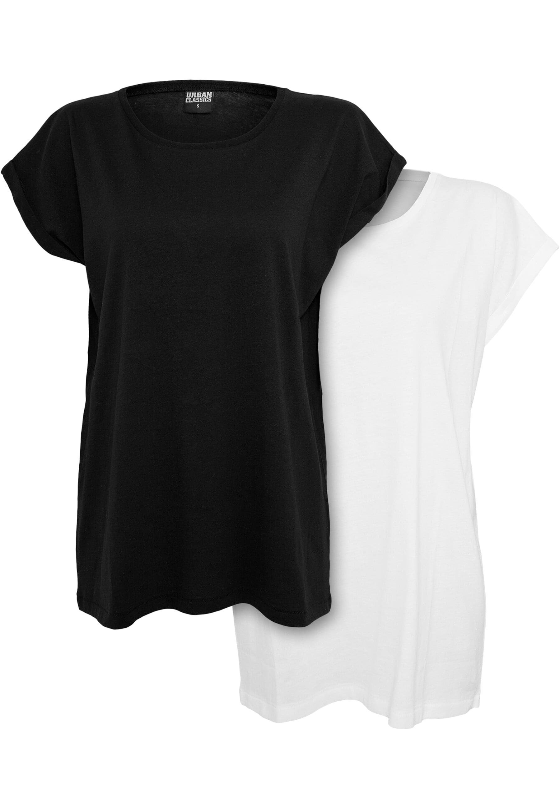 URBAN CLASSICS T-Shirt Urban Classics Damen Ladies Extended Shoulder Tee 2-Pack (1-tlg)