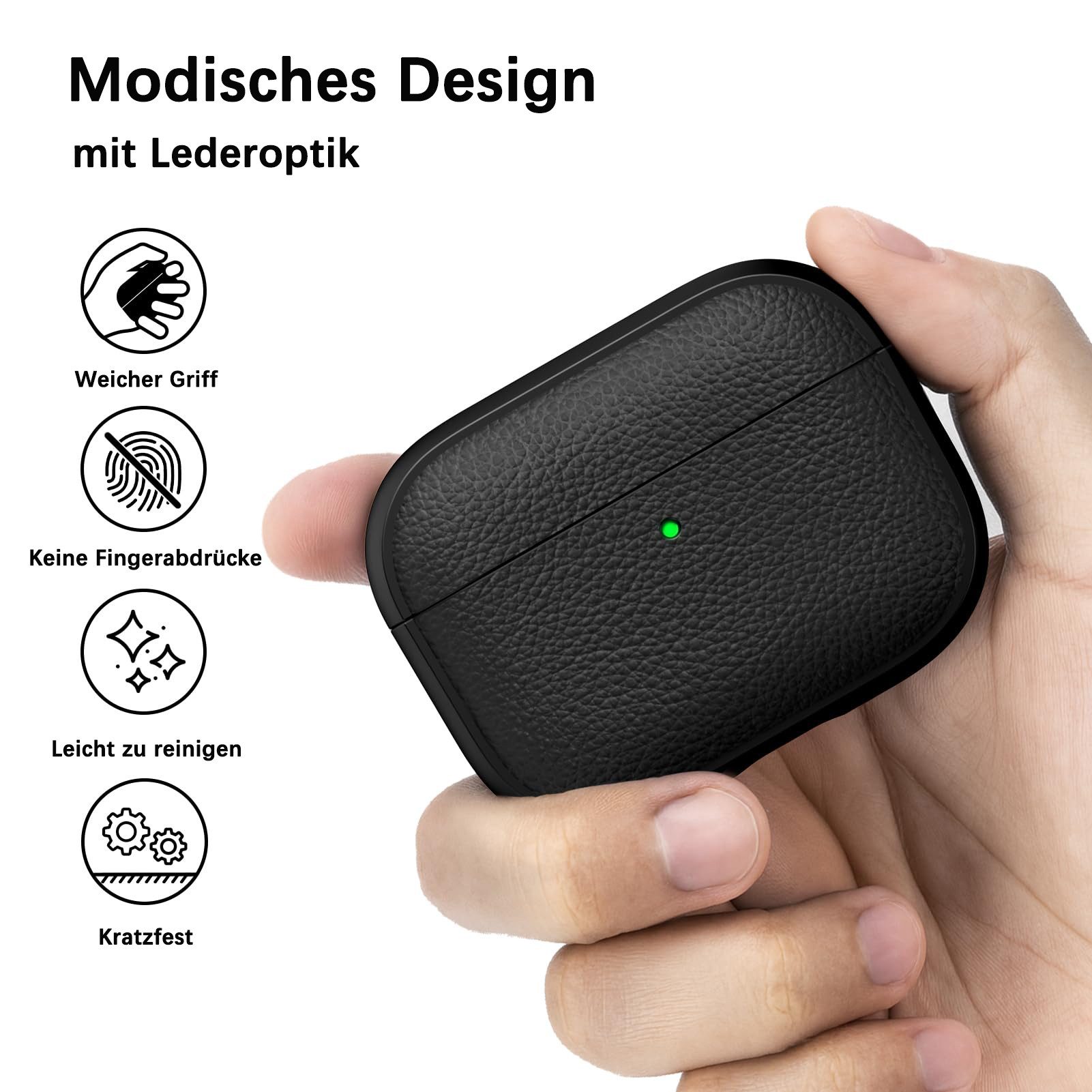 FOUORTUNATE-BEE Kopfhörer-Schutzhülle für AirPods Pro 3 Hülle Soft TPU Hülle mit Handschlaufe, Leder-Touch-Design, Baumtextur Airpods Pro 3 Case – Bild 4 von 5