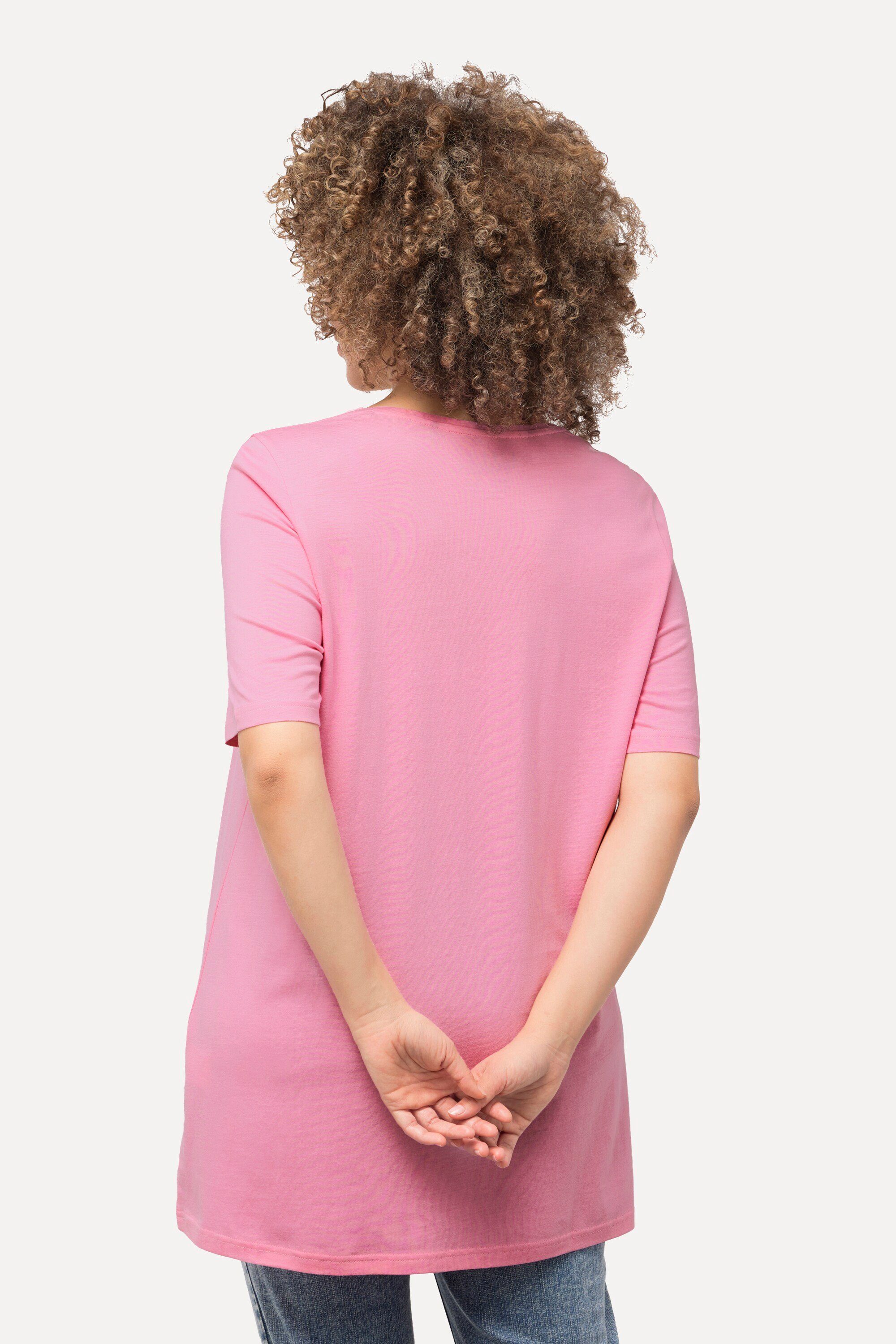 Ulla Popken T-Shirt T-Shirt Zierfalten A-Linie Rundhals Halbarm Modal
