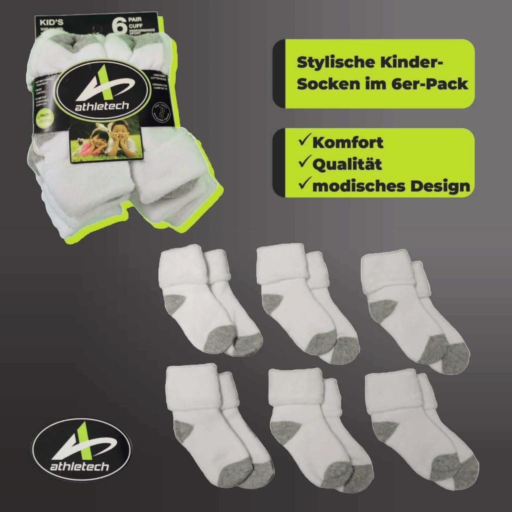 Athletech Thermosocken 6er-Pack grau-weiß für Kinder 2-4 Jahre bis Gr. 34