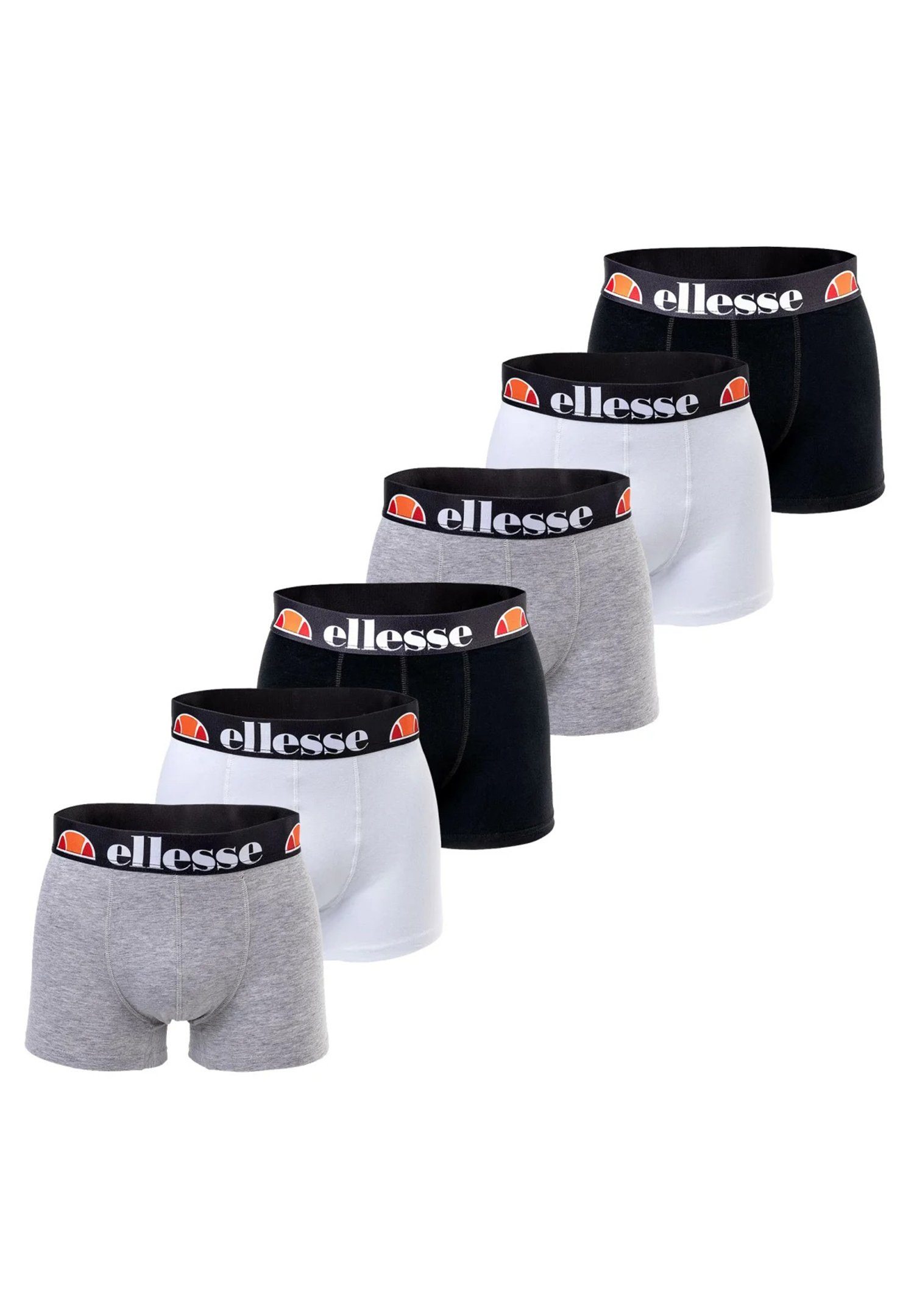 TRUNKS MILLARO / 6P Boxershorts White / 6-St., (Packung, 6er-Pack) Black FASHION Ellesse Grey