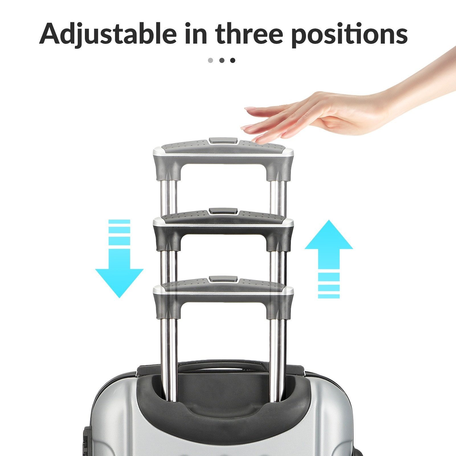Henunem Kofferset Trolleyset Reisekoffer ABS Hartschalenkoffer mit Zahlenschloss, Hartschalen Rollkoffer,3 tlg,4 Rollen,ABS-Material, Dunkelgrau – Bild 4 von 5