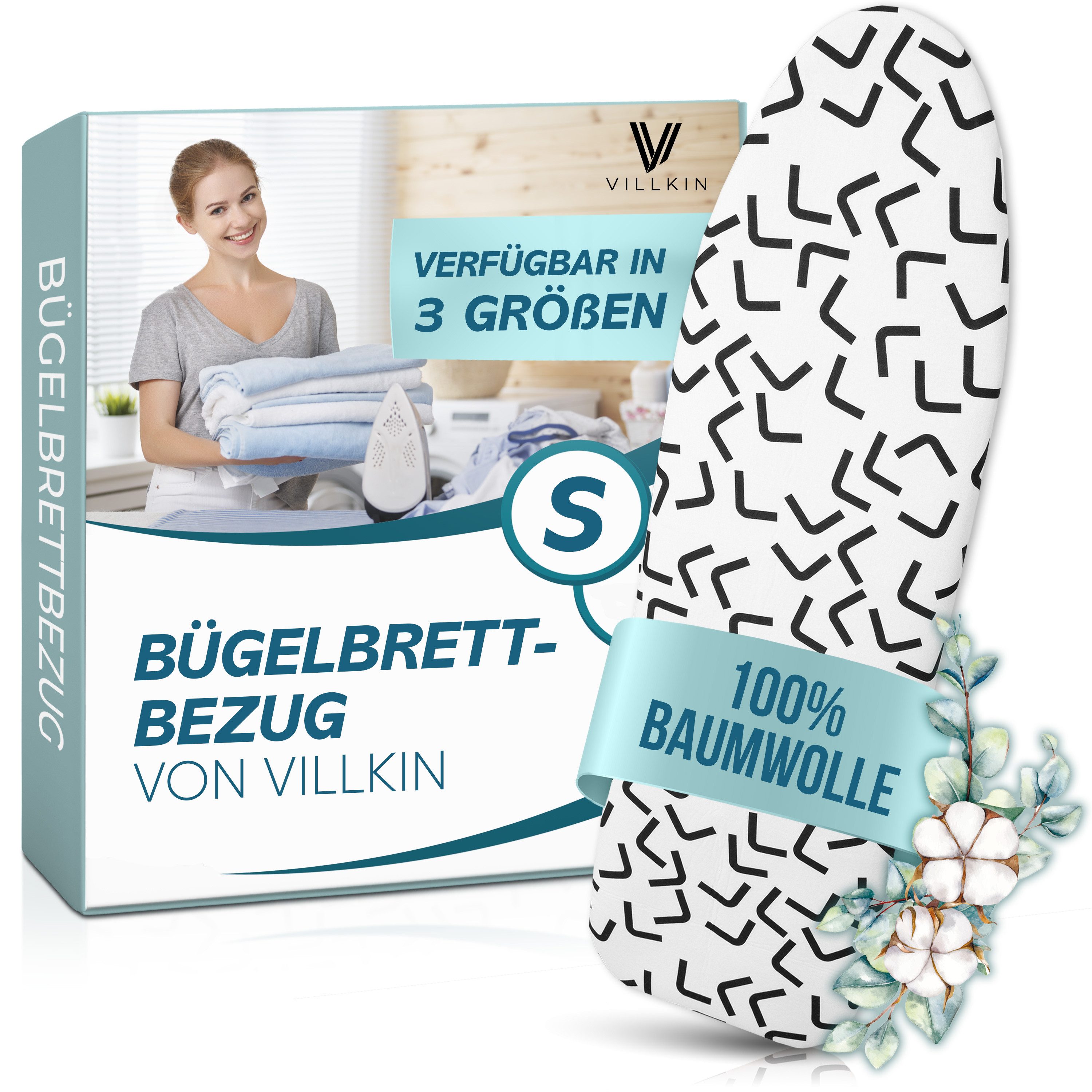 Villkin Bügelbrettbezug, Bügeltischbezug, Bügelunterlage, Bügelpolster, Bügelbrettpolster, 3 Größen, einfache Anbringung, Langlebig
