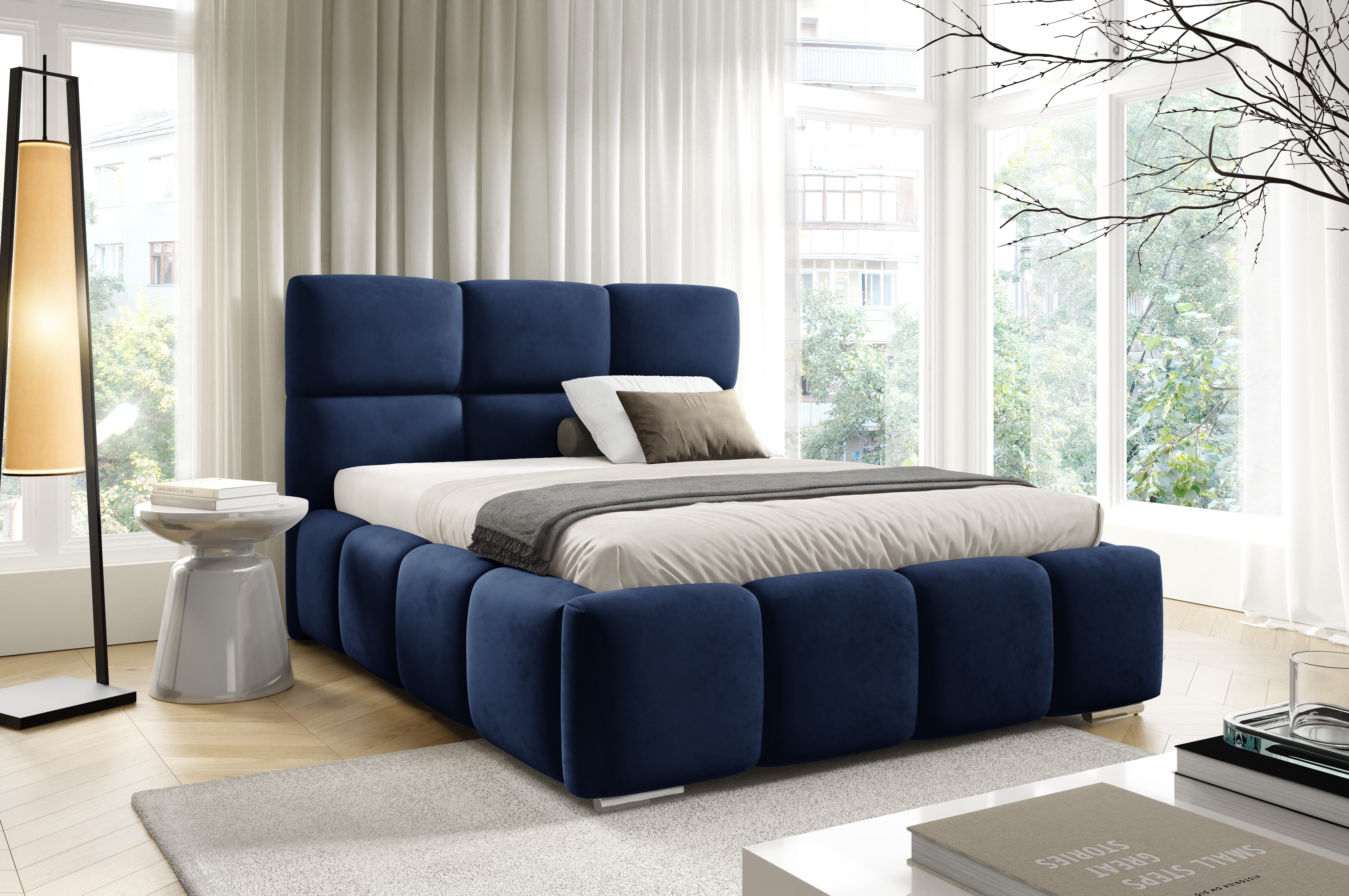 thematys Polsterbett mit Bettkasten & Lattenrost – Stauraumbett+ 140x200 - 200x200 cm