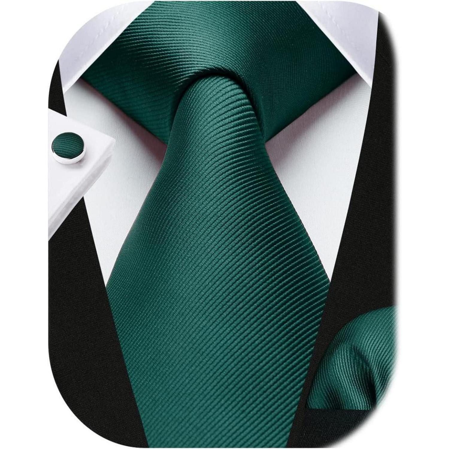 LuxusKollektion Krawatte Krawatte Einstecktuch Manschettenknöpfe Set Herren Hochzeit Grün
