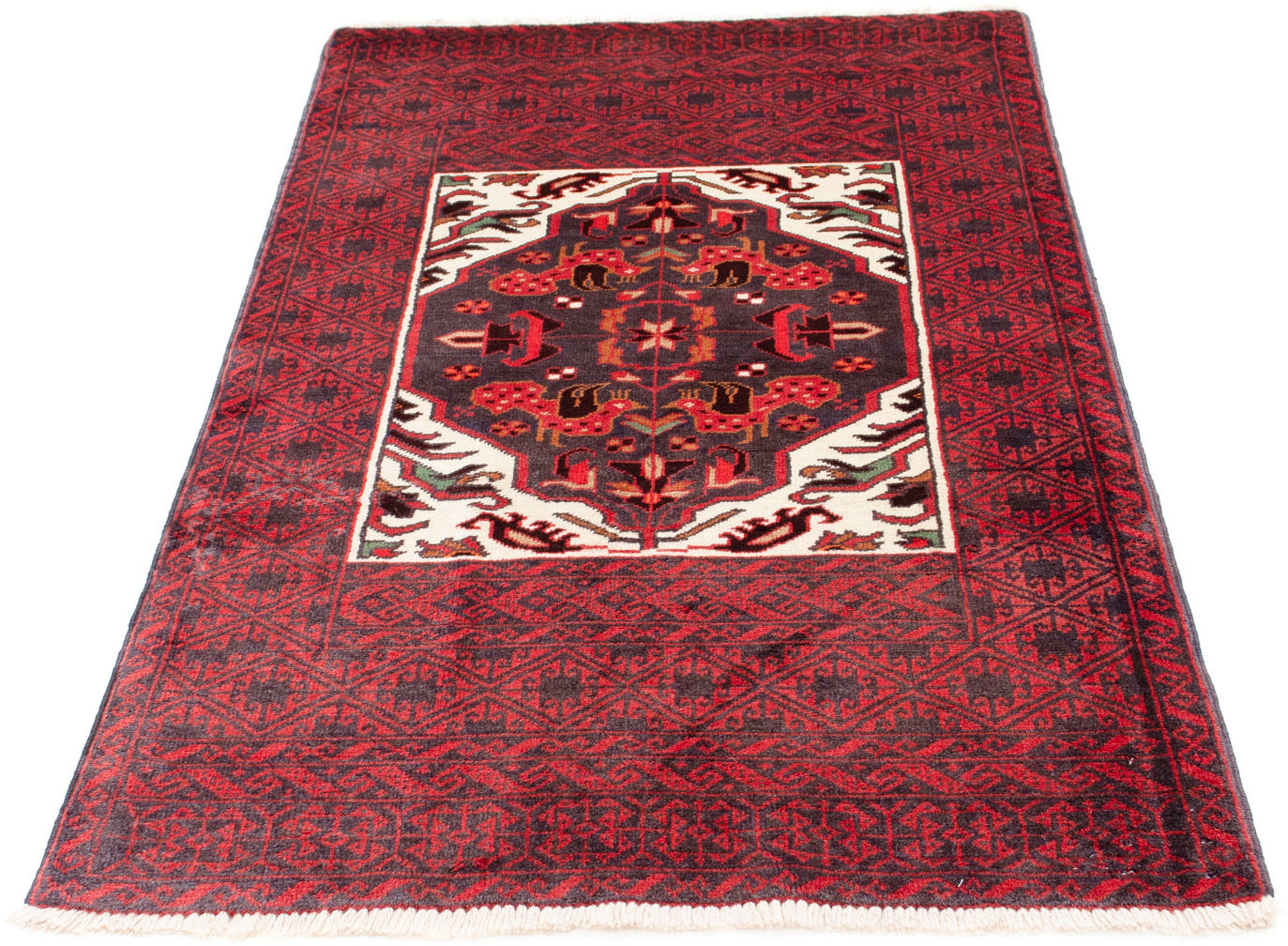 Orientteppich Belutsch - 156 x 87 cm - dunkelrot, morgenland, rechteckig, Höhe: 8 mm, Wohnzimmer, Handgeknüpft, Einzelstück mit Zertifikat
