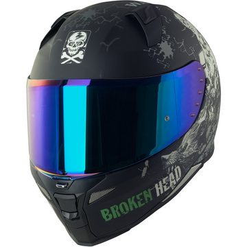 Broken Head Motorradhelm Broken Head Fullgas Viking Integralhelm V2 Pro SET + Blau Verspiegeltes Visier (Mit Blau Verspiegeltem Visier), Für echte Wikinger!