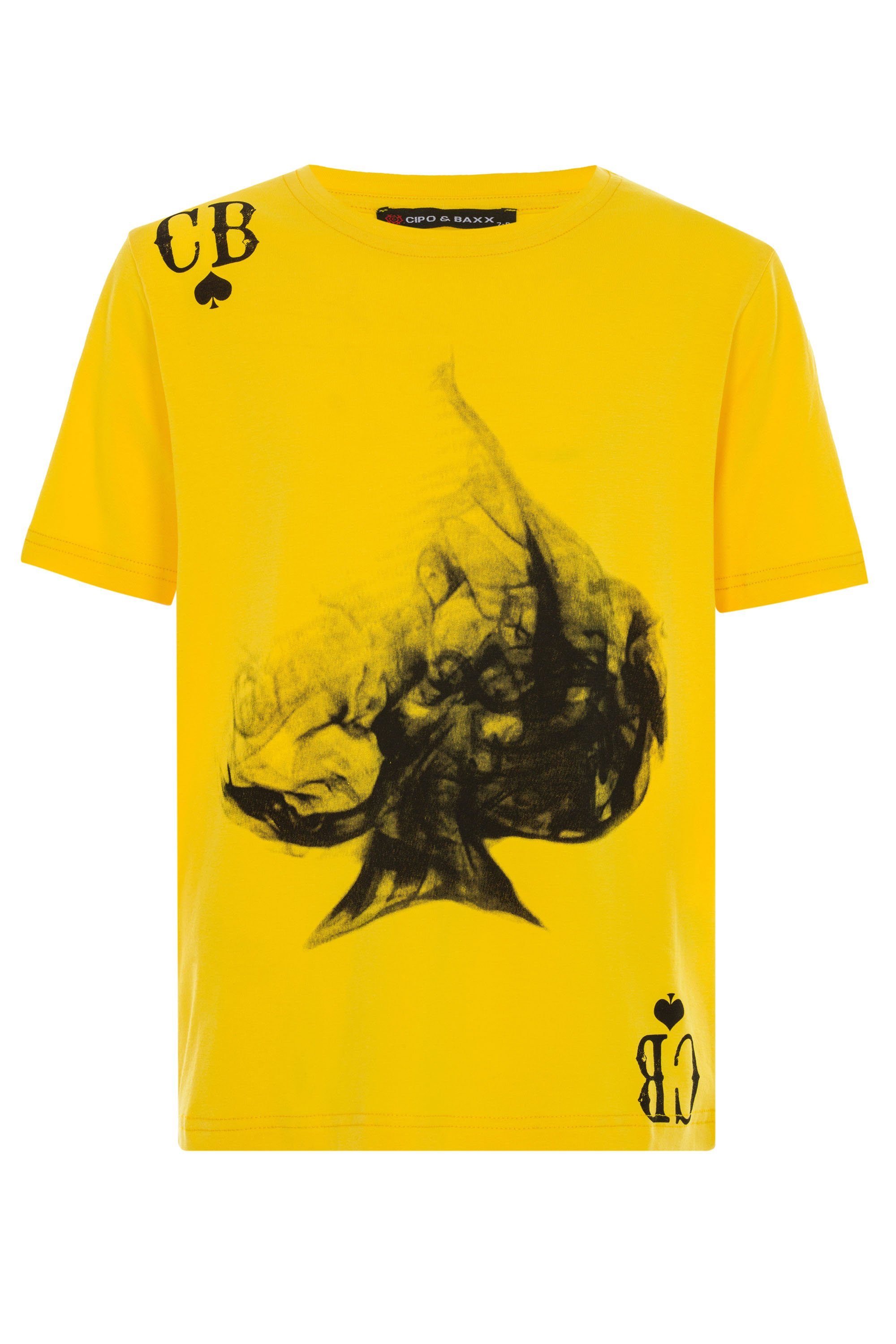 Cipo & Baxx T-Shirt mit coolem Print gelb-schwarz | T-Shirts