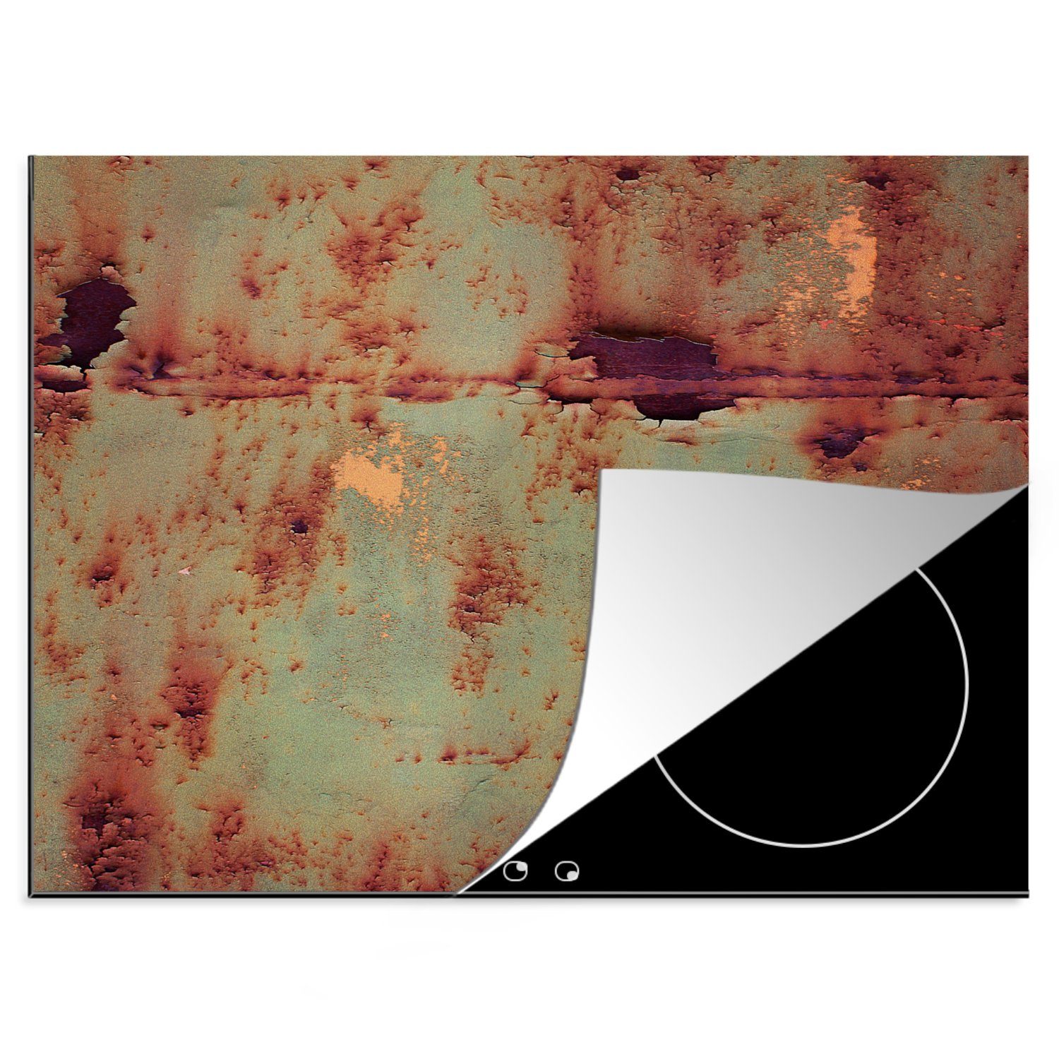 MuchoWow Herdblende-/Abdeckplatte Industriell - Induktionsschutz - Eisen - Rost - Induktionsabdeckplatte, Vinyl, (1 tlg), 60x52 cm, Mobile Arbeitsfläche nutzbar, Ceranfeldabdeckung