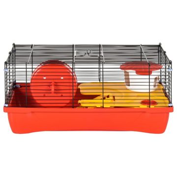 vidaXL Kleintierkäfig Hamsterkäfig Rot 58x32x36 cm Polypropylen und Metall