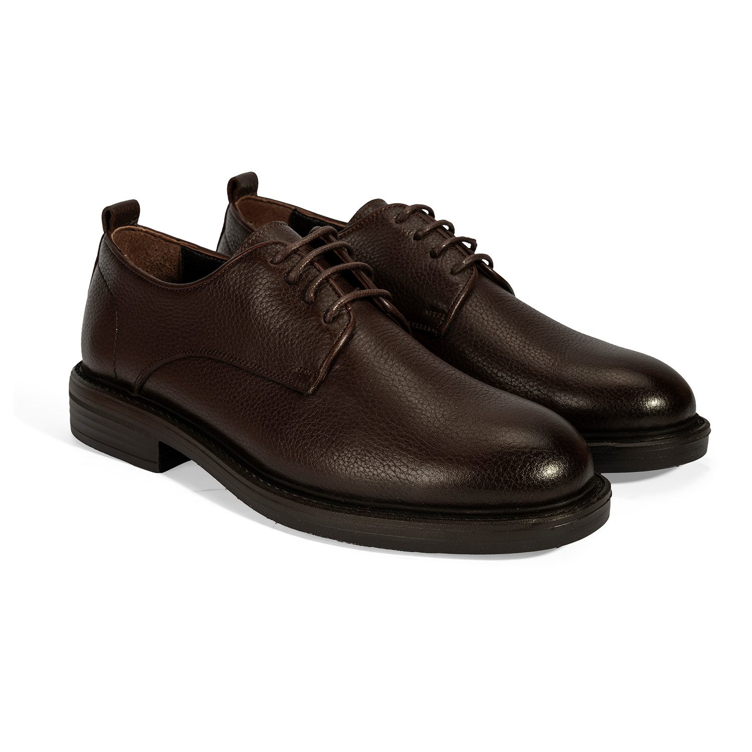 Desa Herren-Derbyschuhe aus Leder – Schwarze Schnürschuhe, Lederfutter, fl Loafer