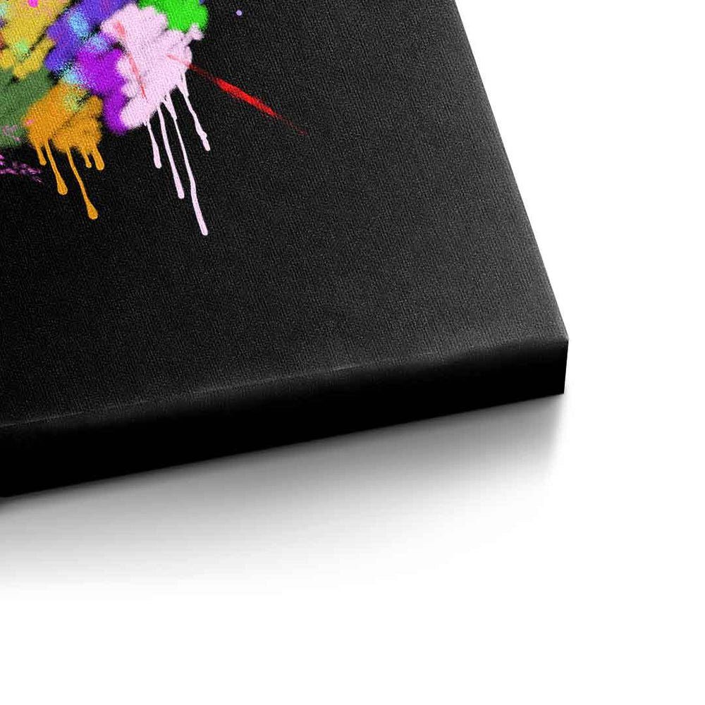 DOTCOMCANVAS® Leinwandbild, Leinwandbild Micky Maus Rahmen Graffiti Pop schwarz premium mit Rah Art ohne Comic
