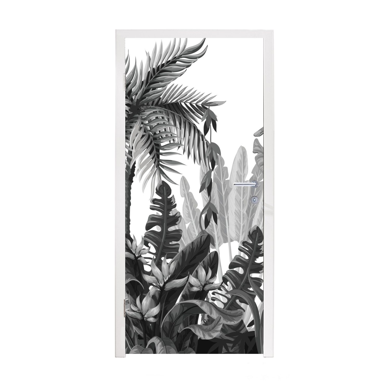 MuchoWow Türtapete Design - Blätter Dschungel, 75x205 cm Tür, bedruckt, St), Türaufkleber, für (1 Fototapete Matt, 