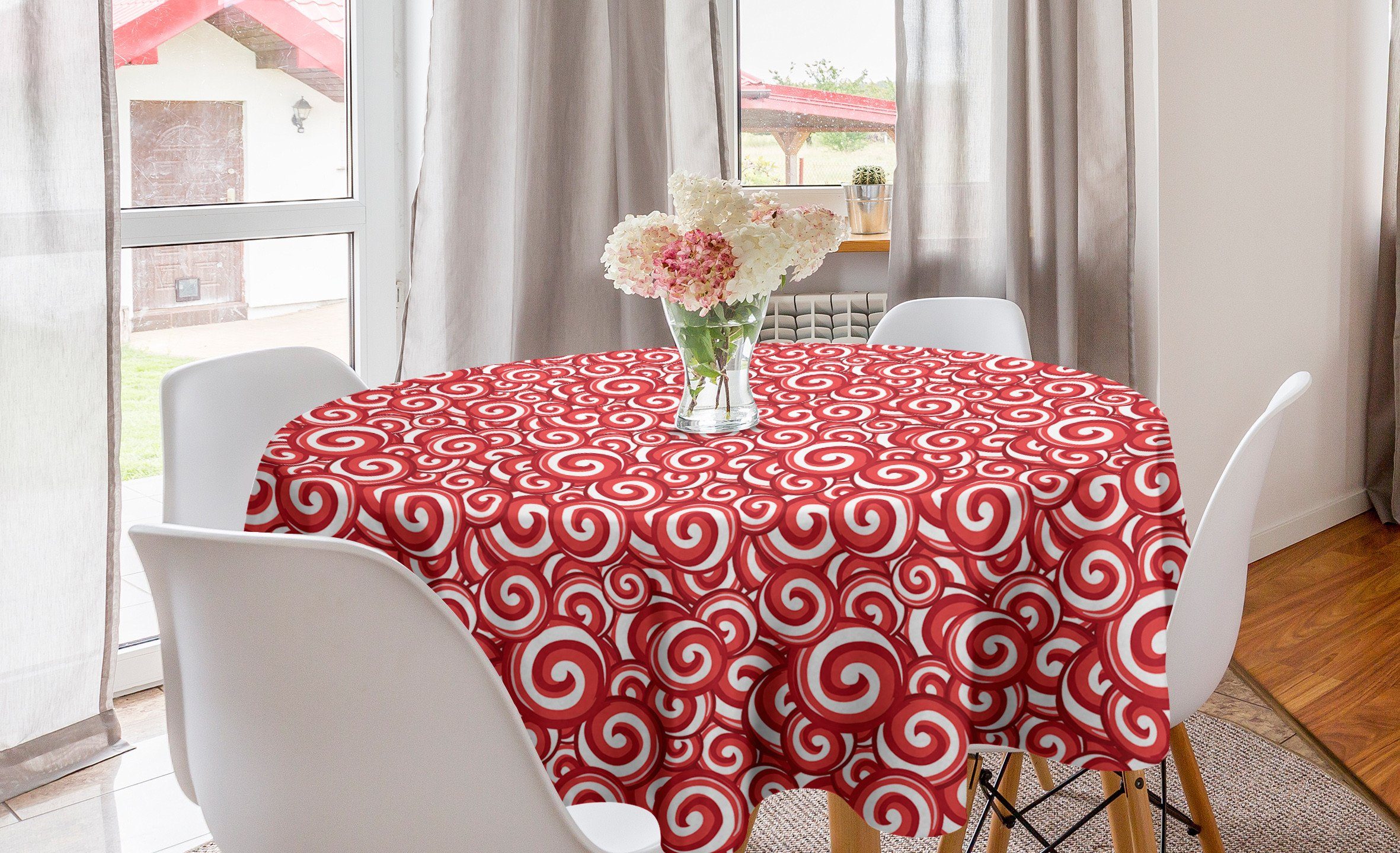 Tischdecke Abakuhaus Esszimmer Spiral Abdeckung Doodles Festliche Süßigkeiten Dekoration, Kreis Tischdecke Küche für