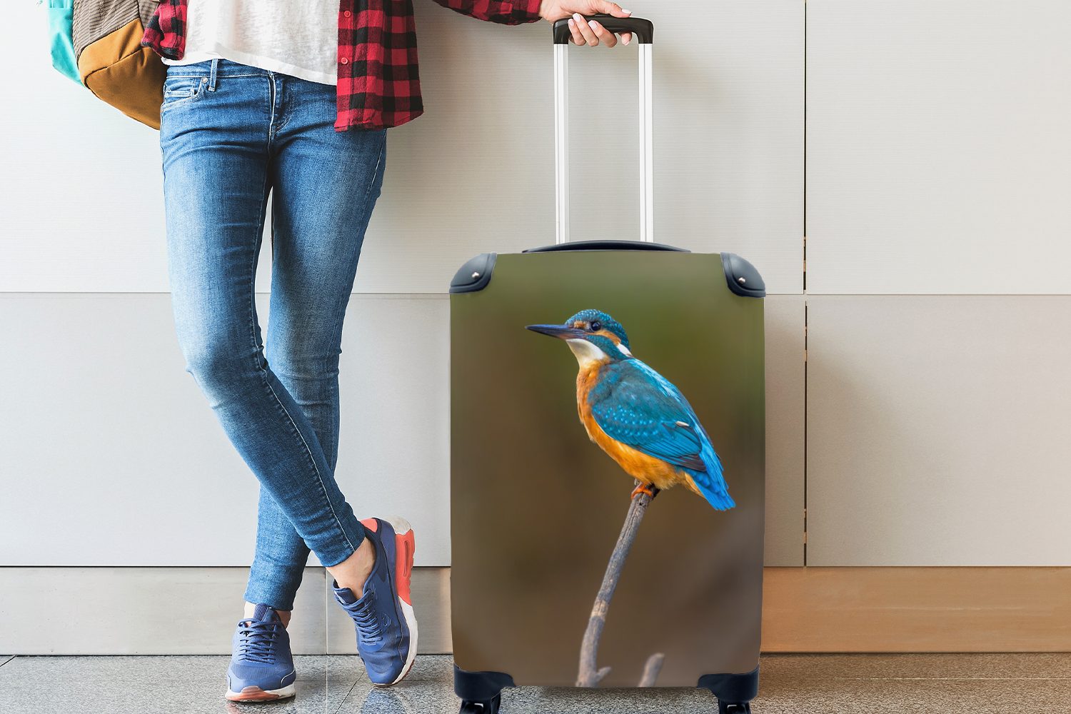 Reisetasche Eisvogel Handgepäckkoffer Ferien, für rollen, Reisekoffer - MuchoWow Handgepäck Tiere mit 4 Trolley, - Rollen, Nahaufnahme,