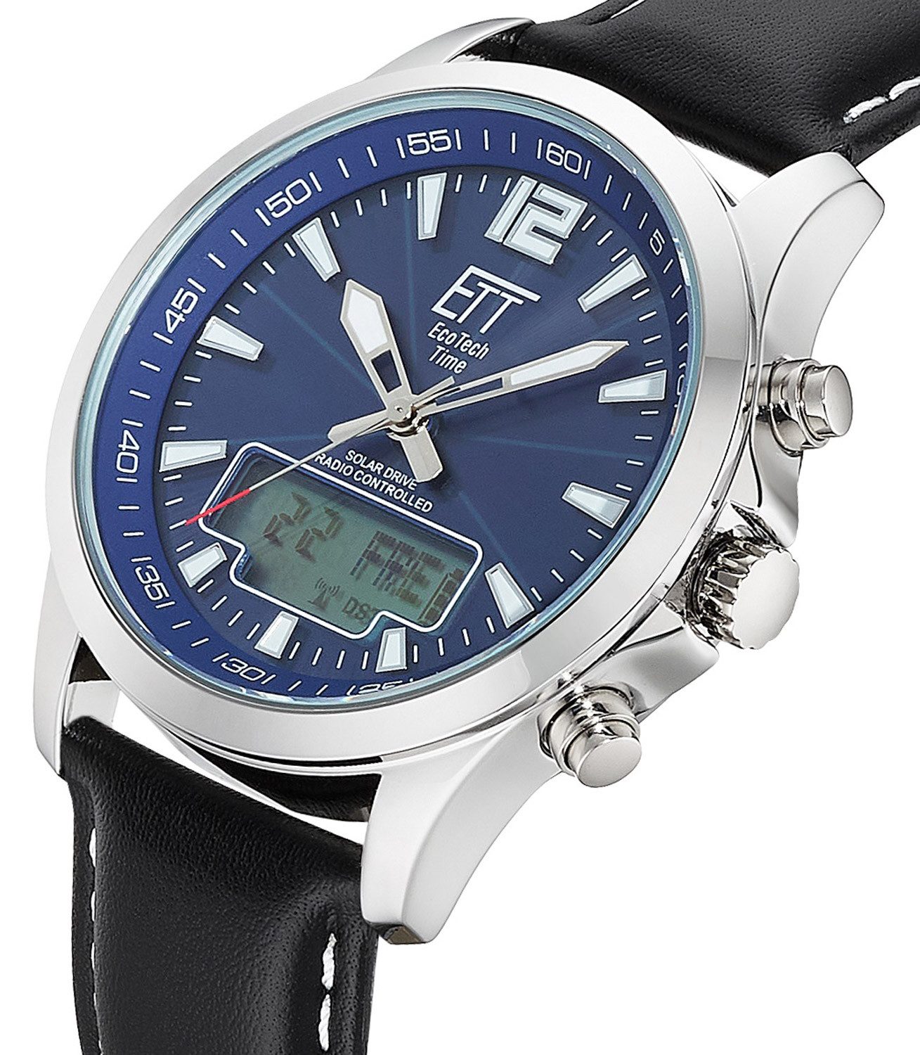 ETT Solaruhr Herrenuhr Professional Worldtimer Lederband