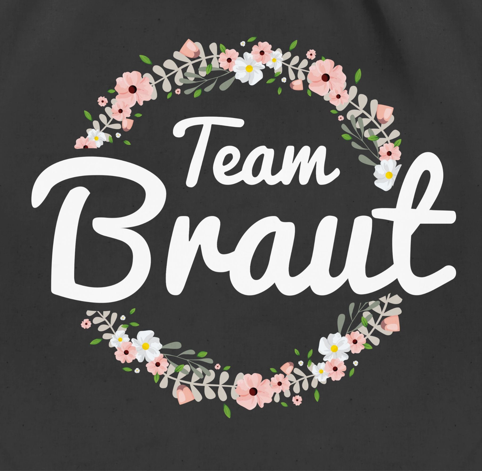 Shirtracer Turnbeutel Team Braut Frauen - 03 Bride Blumenkranz Junggesellenabschied JGA Crew, Schwarz