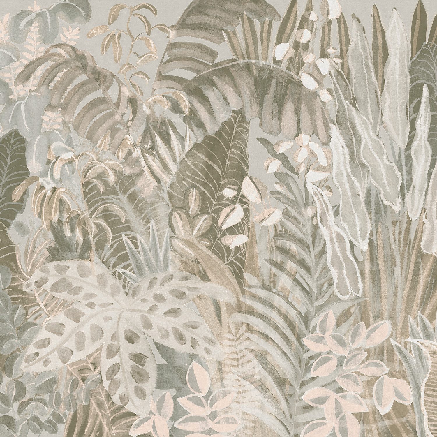 Rasch Fototapete Palmenblätter & tropischer Dschungel - Vliestapete Grün, floral, bedruckt, (1 Rolle, 1 St., Kollektion 'SCHÖNER WOHNEN "Cosy Living"' - 3 m x 3,18 m), Lichtbeständige Farben - Feucht abwischbar - Restlost abziehbar