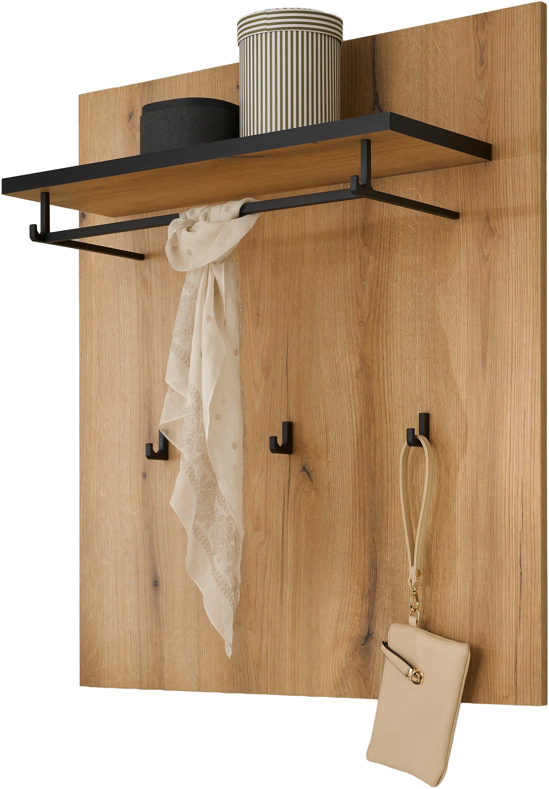 Home affaire Garderobenpaneel Cantara, Wandregal, Flurgarderobe mit Hutablage, Kleiderstange & Haken, vielseitig einsetzbar, in zwei Farben verfügbar, 79 cm bre – Bild 4 von 5
