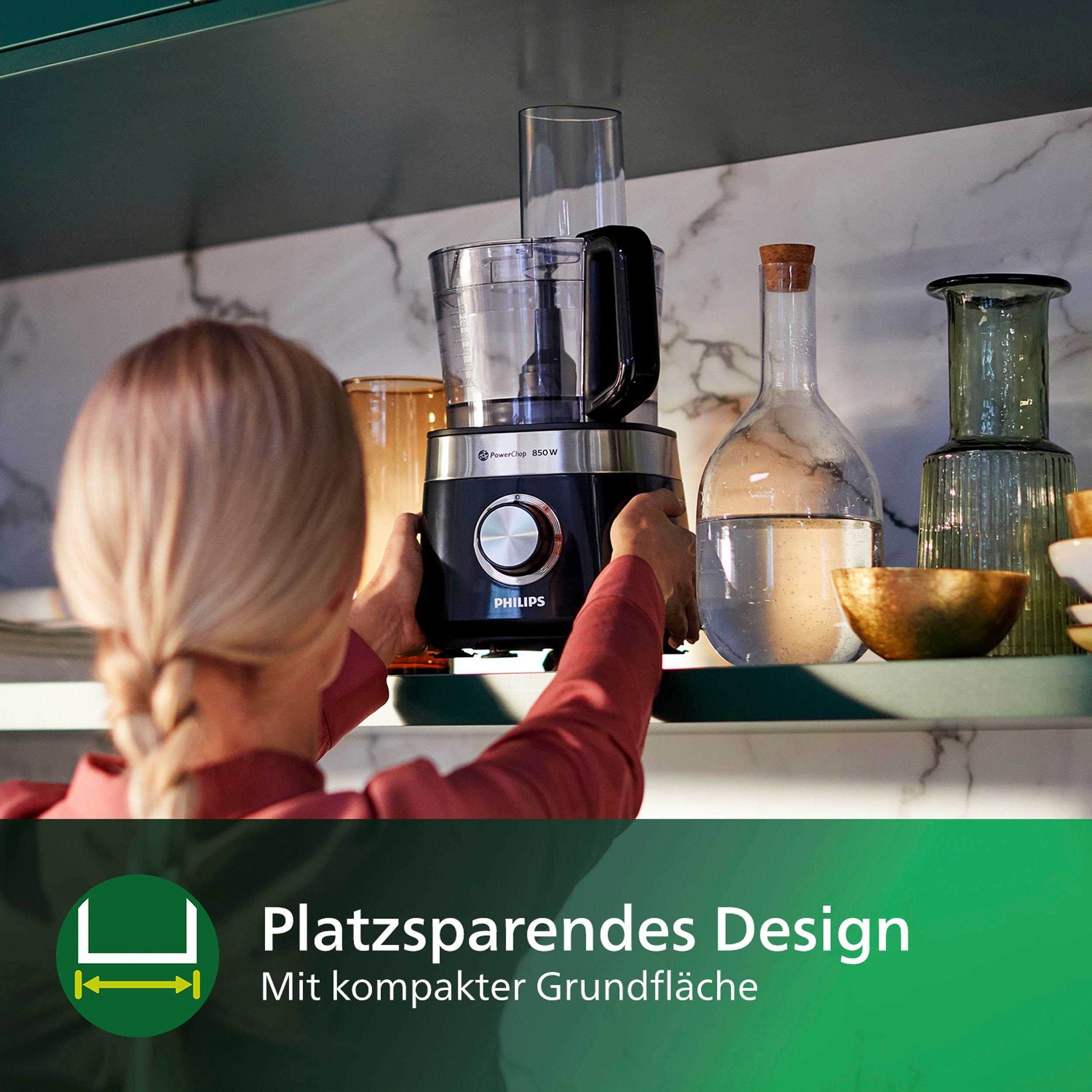 Philips Küchenmaschine HR7510/10, Viva Schüssel, 800 2,1 Collection, Zitruspressenaufsatz W, Schneidescheibe, 29 l 2-in-1 Funktionen