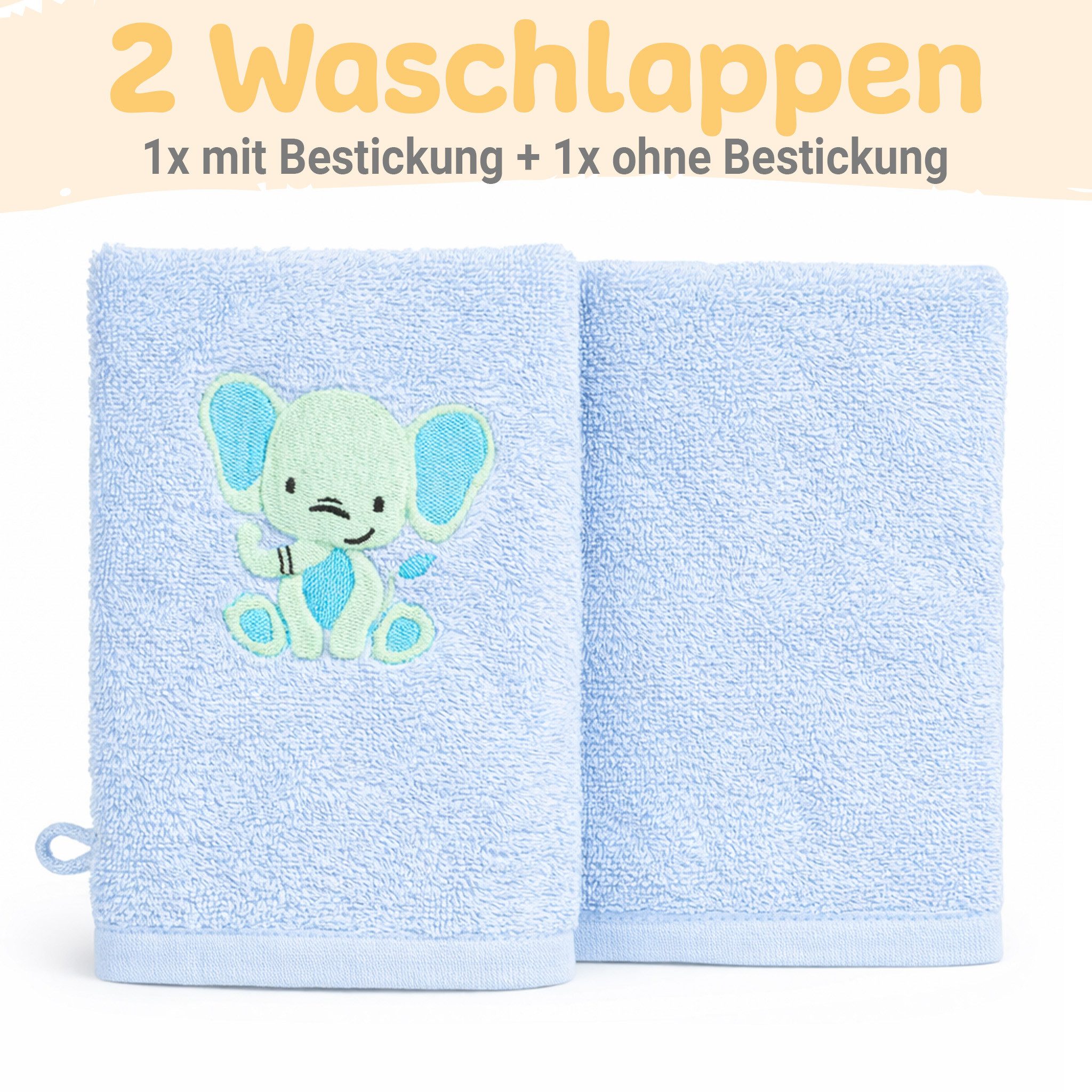Babykajo Kapuzenhandtuch 80x80 - 100x100 cm, Frottee (3-St), Kuschliges Baby Handtuch mit Waschlappen