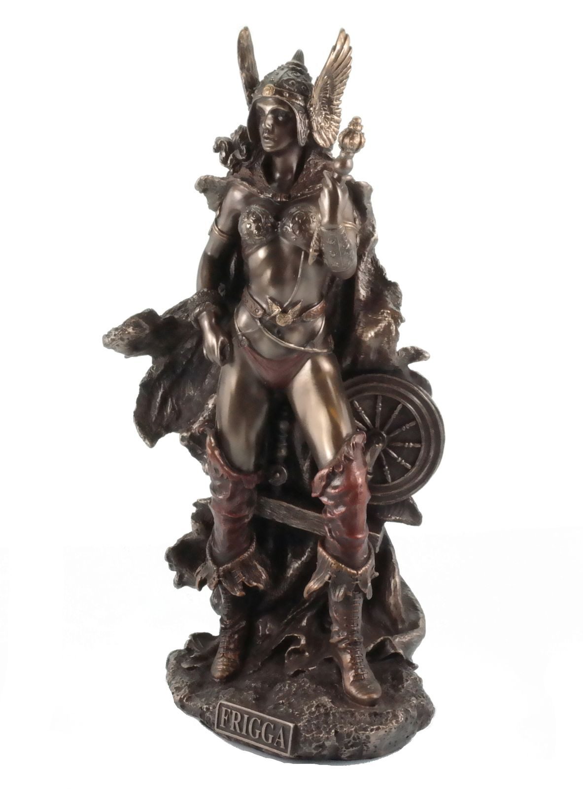 Dekofigur Figur Frigga Göttin der Liebe bronziert Skulptur Veronese Odin