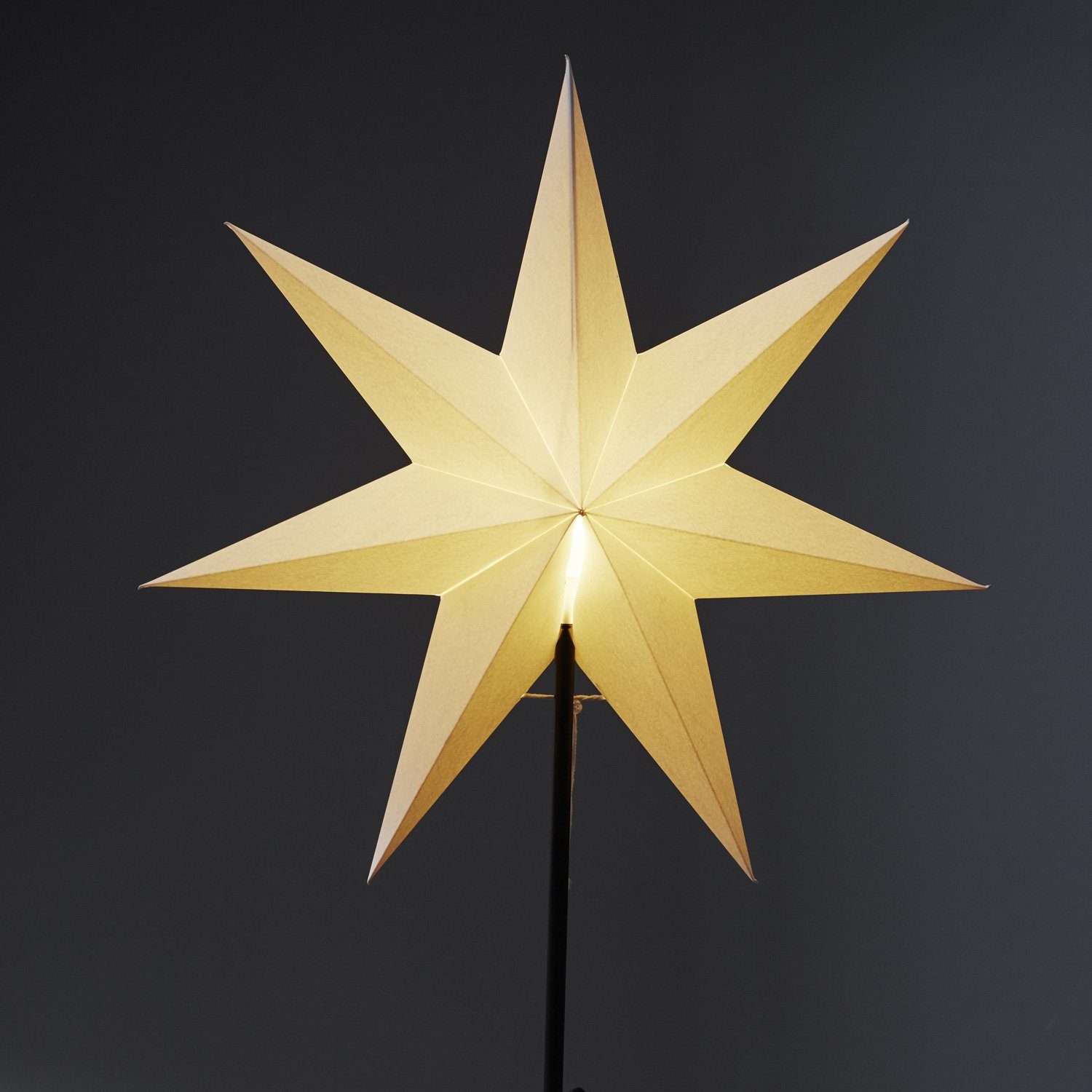 55cm E14 inkl. stehend Papierstern LED Stern Weihnachtsstern weiß TRADING Kabel STAR 7-zackig