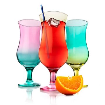 BigDean Cocktailglas 6 Stück bunte Cocktailgläser 420 ml standfestes, Glas