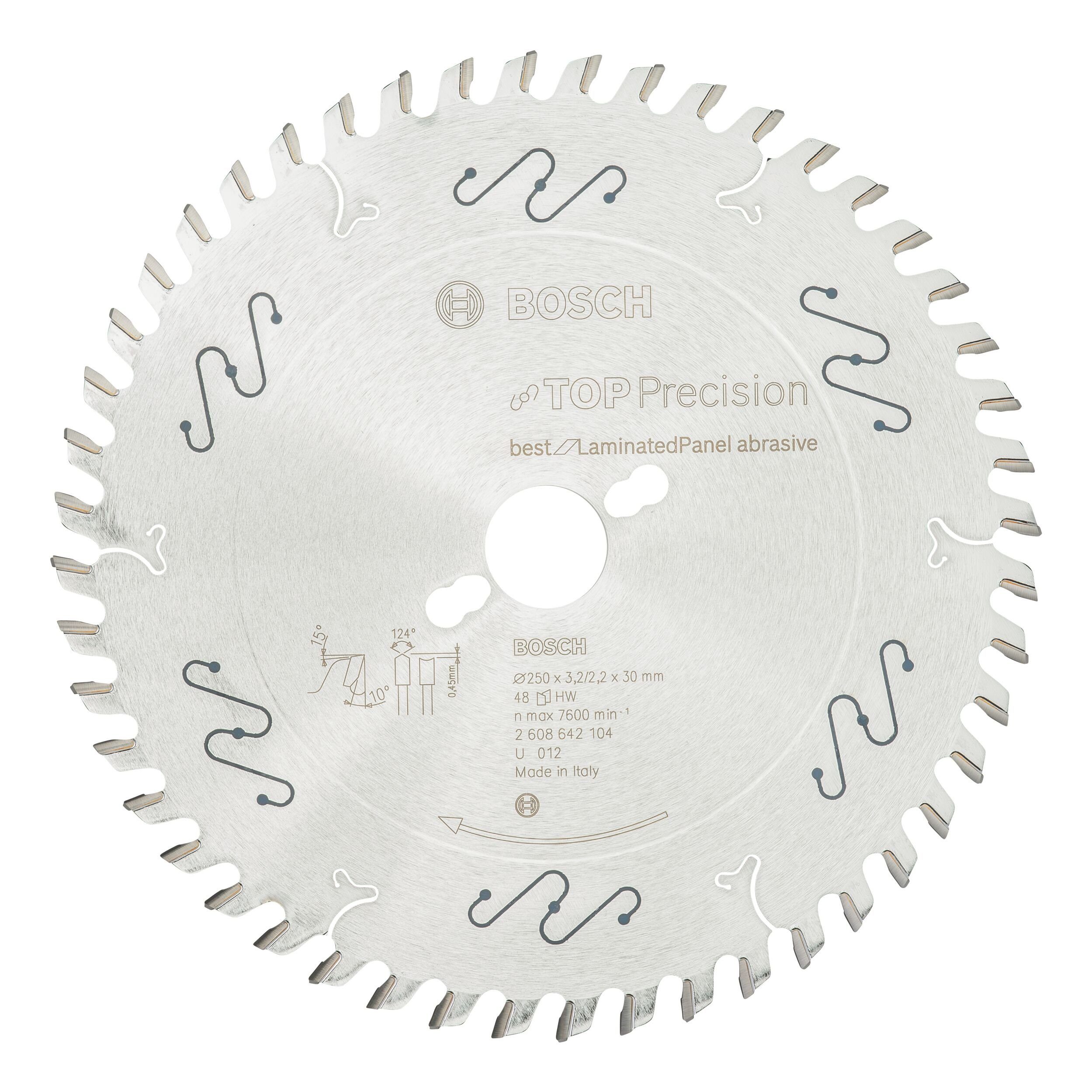 BOSCH Kreissägeblatt, Top Precision Best for Laminated Panel Abrasive 48Z - 250 x 30 x 3