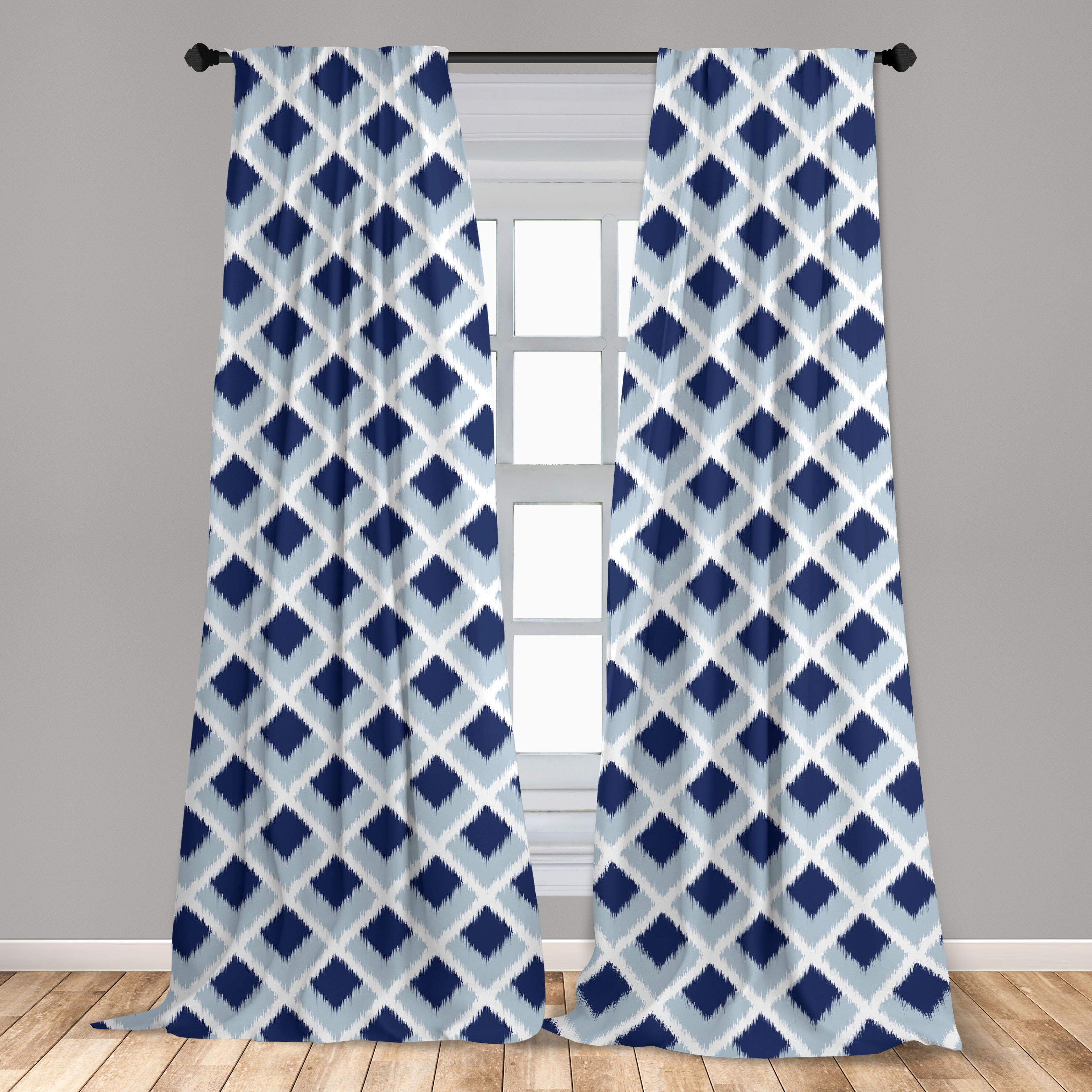 Ethnisch Blau Vorhang Gardine Moderne Schlafzimmer Ikat Dekor, getönte Wohnzimmer Abakuhaus, für Microfaser,