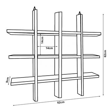 en.casa Wandregal, »Orimattila« Holz 62 x 62 x 9 cm Dunkler Holzton