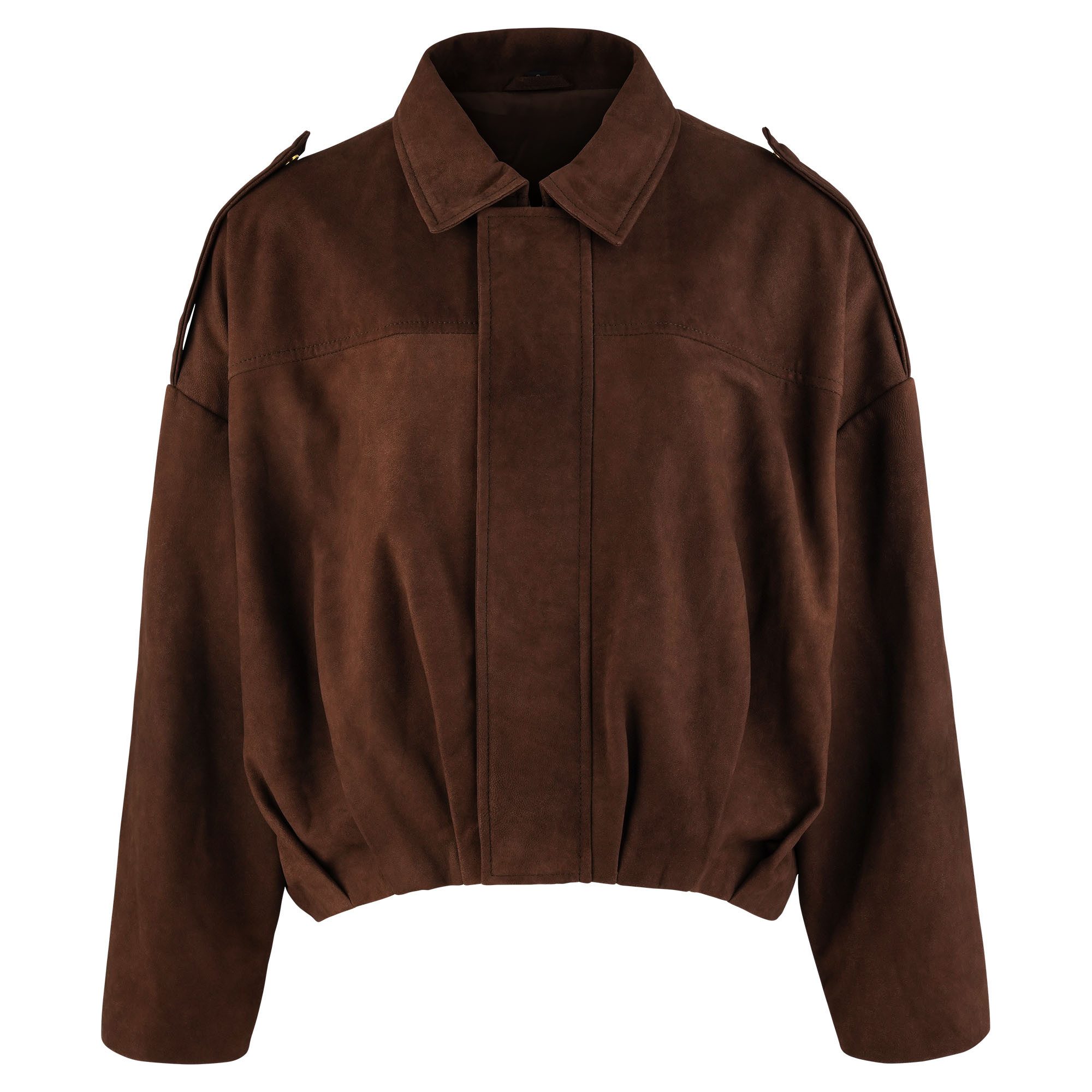 trueprodigy Lederjacke Naeko Bomberjacke mit gerafftem Saum