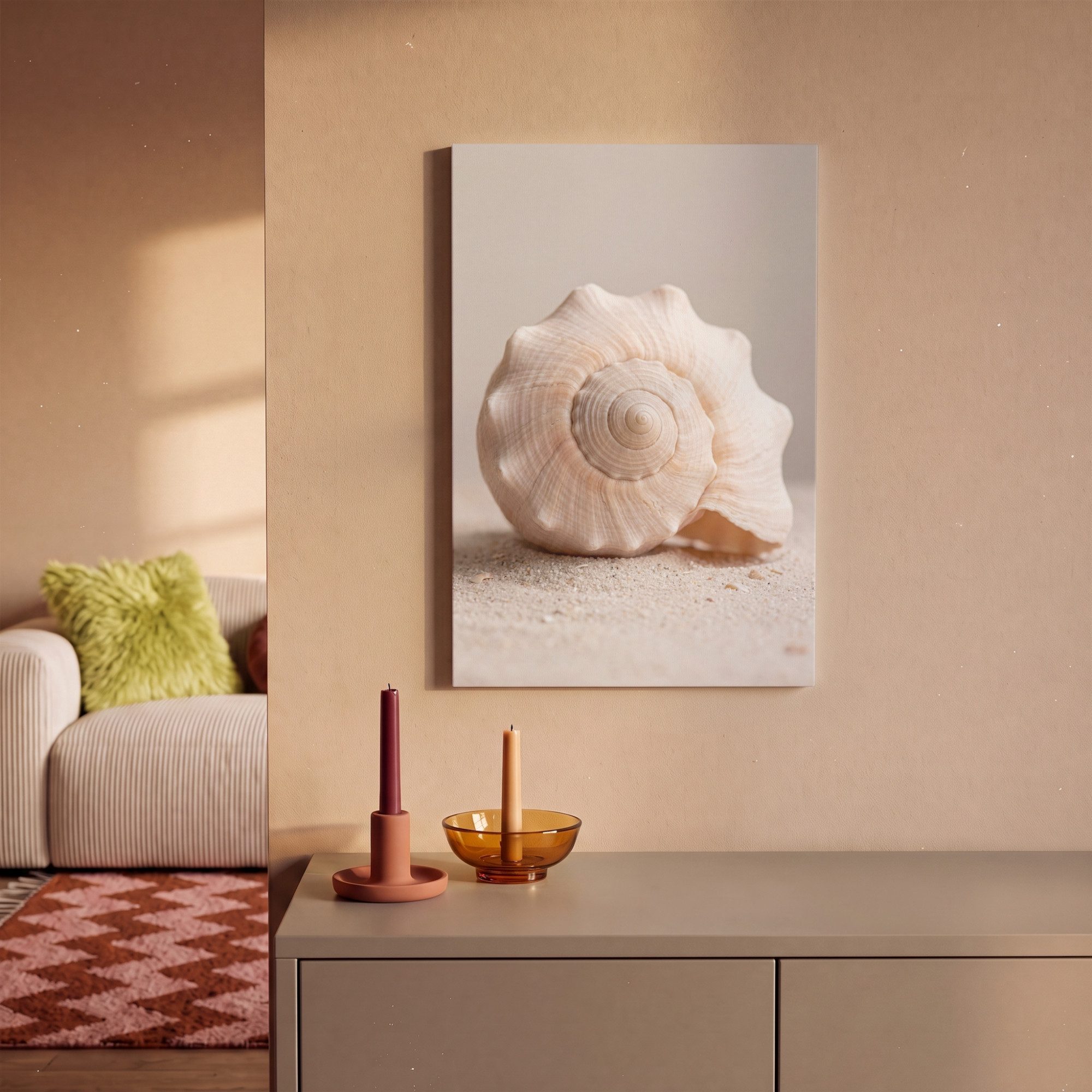 OneMillionCanvasses® Leinwandbild Muschel - Detail - Beige, Fotodruck (1 St), Wandbild, Deko Schlafzimmer Wohnzimmer Flur 20x20 cm – Bild 2 von 5