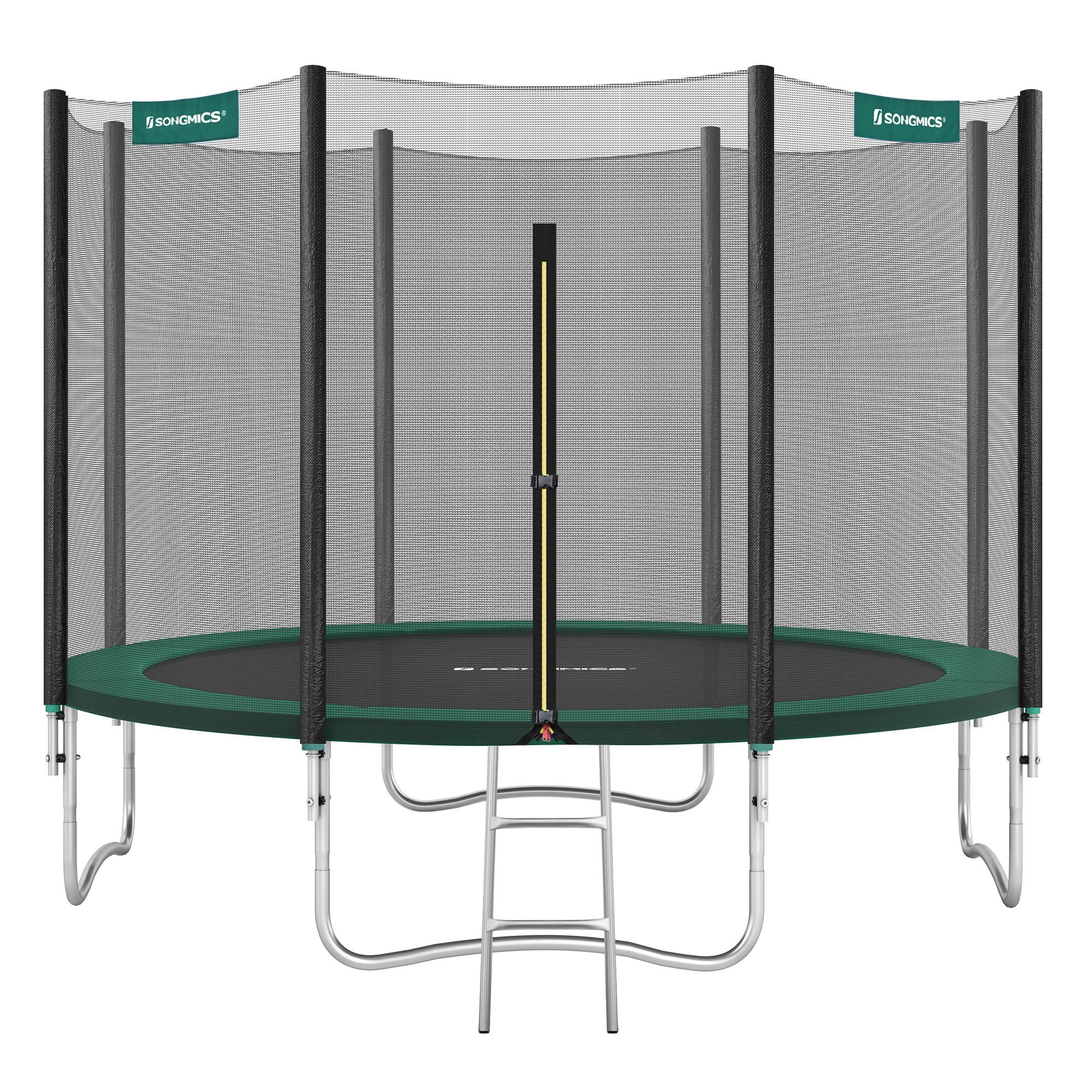 SONGMICS Gartentrampolin mit Randabdeckung, Sicherheitsnetz, Leiter und gepolsterten Stangen, Ø 366 cm, Ø244/Ø305/ Ø366 cm, mit Leiter und gepolsterten Stangen