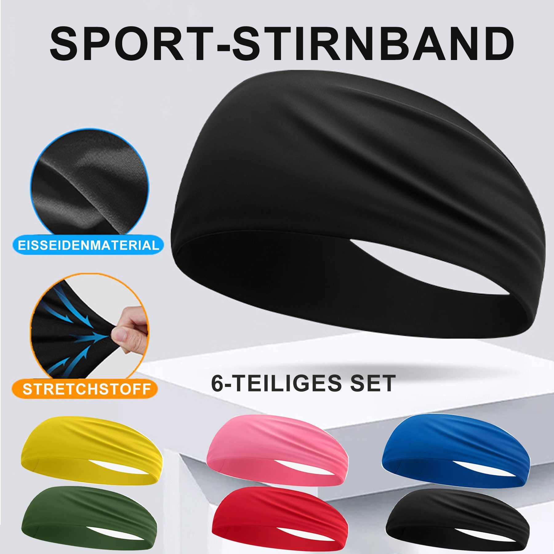 Keyura Stirnband 6 PCS Sports Stirnband,Elastische Haarbänder Unisex-6 Farben (Atmungsaktiv & Schweißabsorbierend & Schnelltrocknend,Einheitsgröße, 6-St., Stirnband für Laufen, Radfahren, Yoga, Sport,robust und schön) Haarband Sport Yoga Schweißband,Männer und Frauen Laufen Stirnband